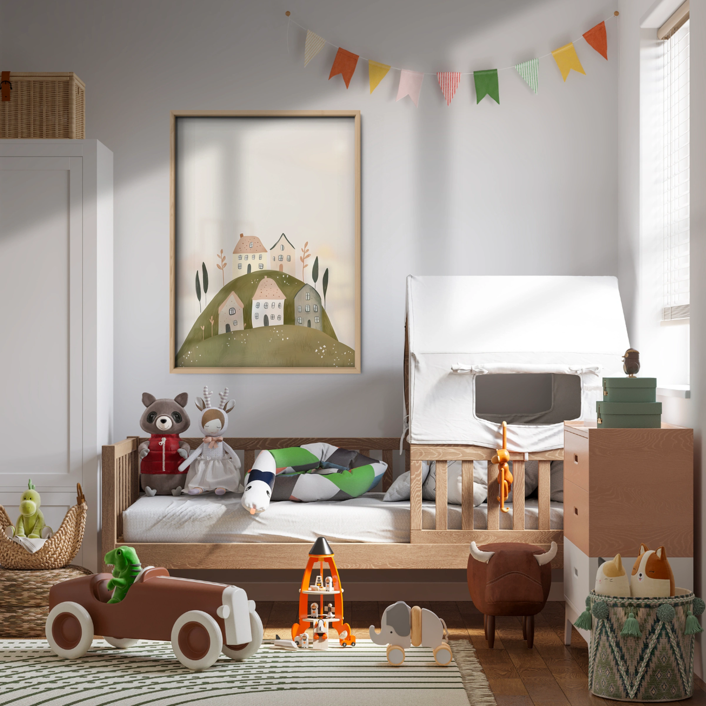 Village on the Hill Nursery Print