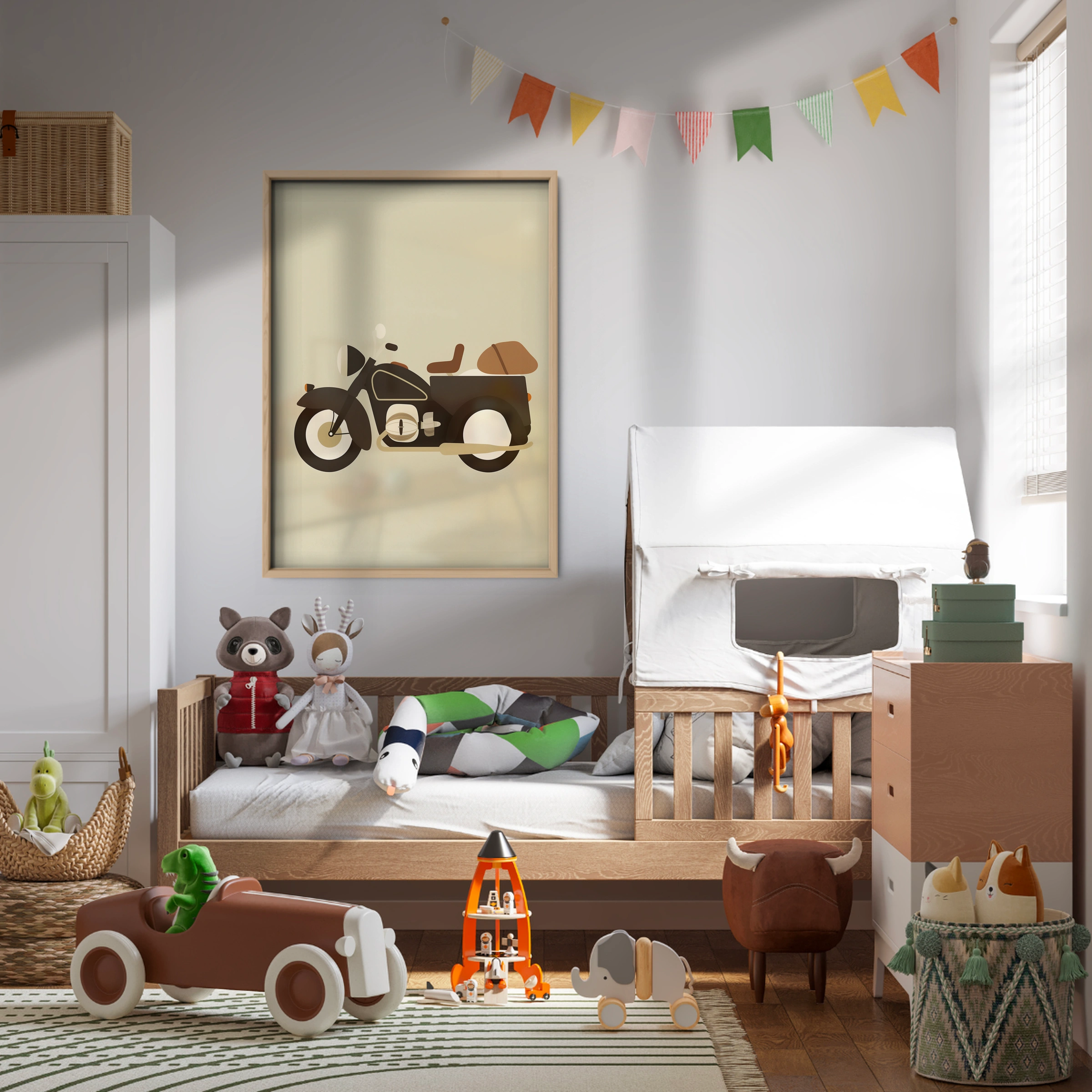 Vintage Motorcycle Nursery Print