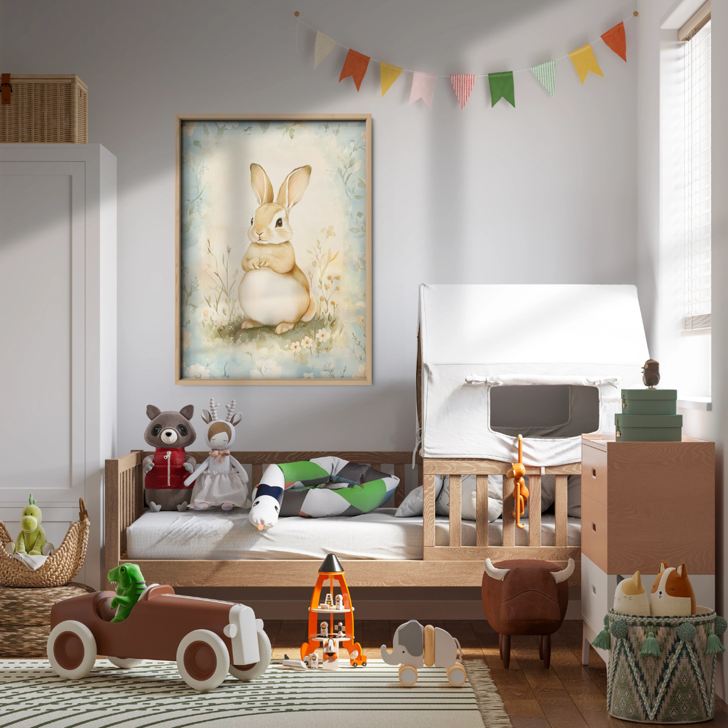 Vintage Rabbit Nursery Print