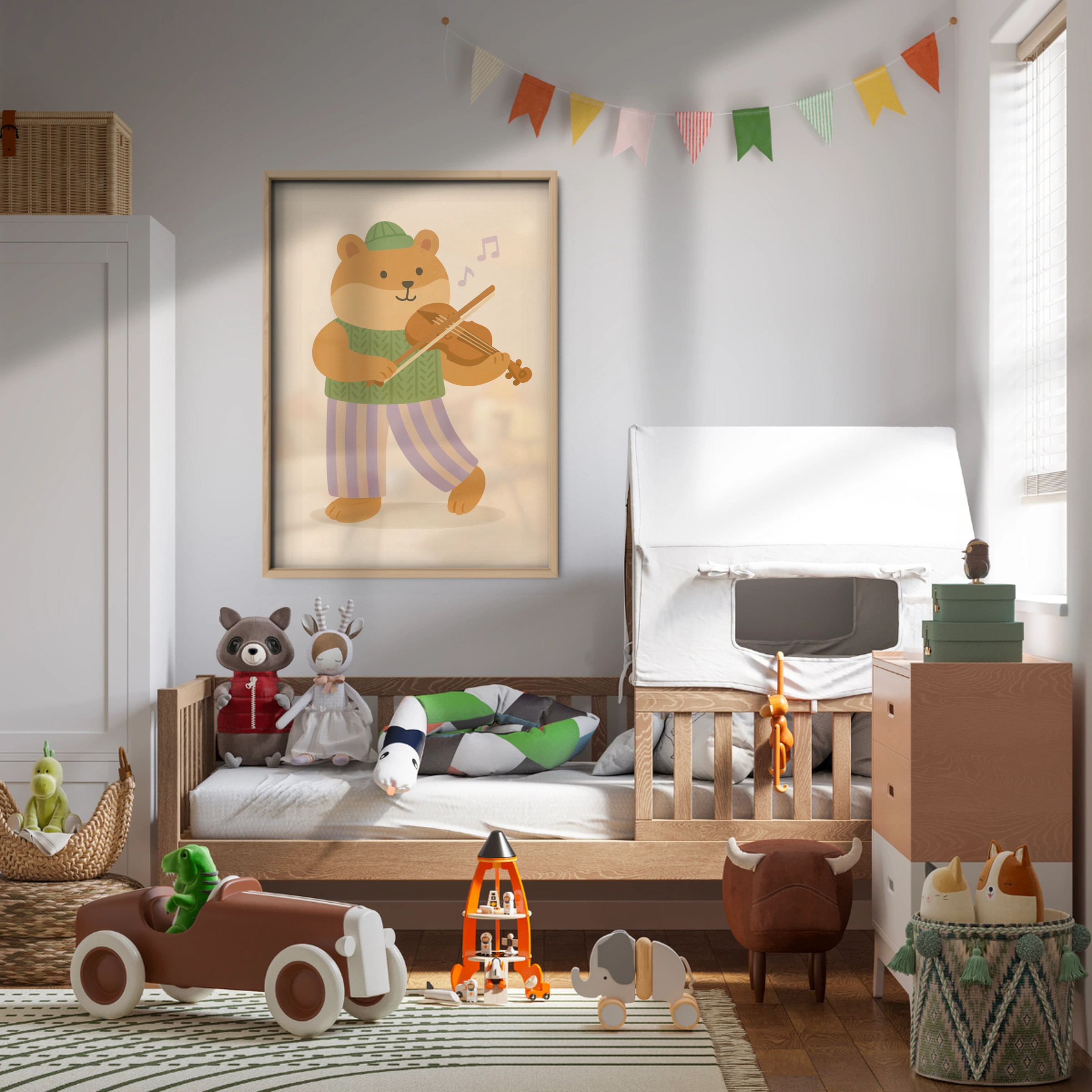 Violin Bear Nursery Print - kids room wall art print