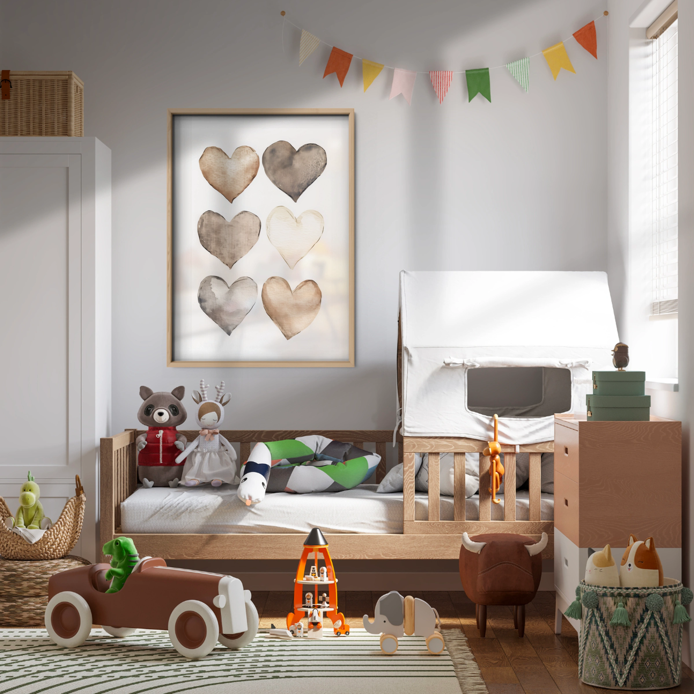 Watercolor Hearts Two Nursery Print