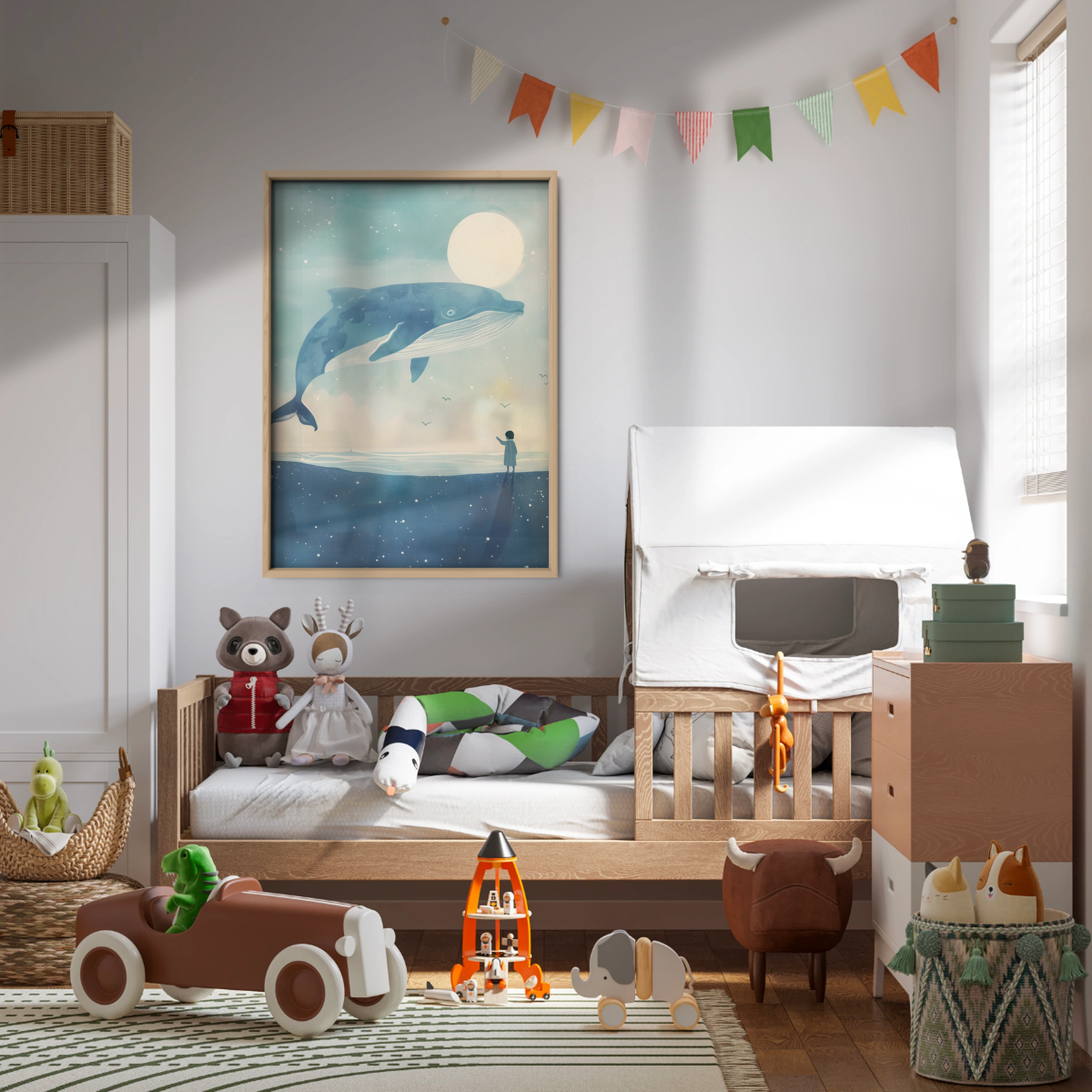 Whale at Dusk Nursery Print