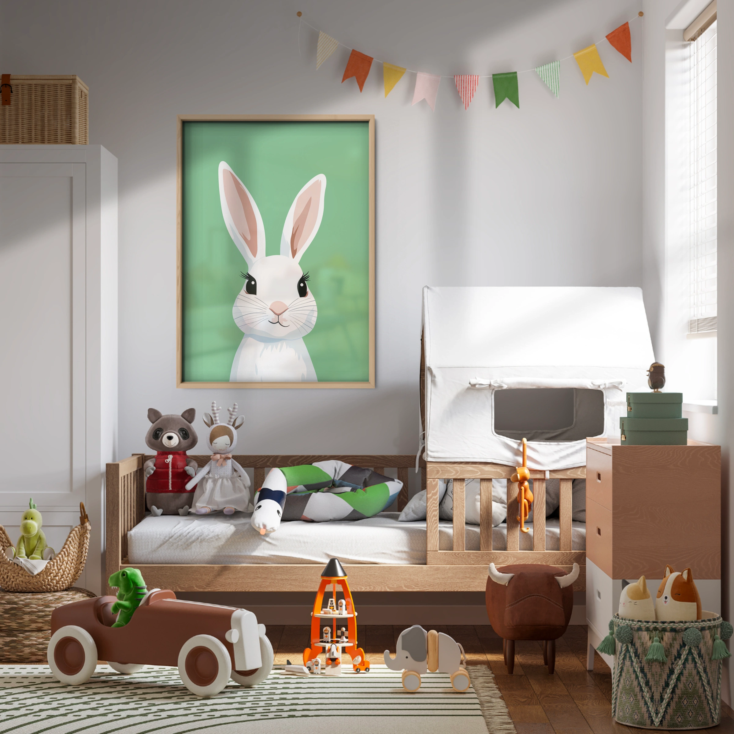 White Bunny Nursery Print