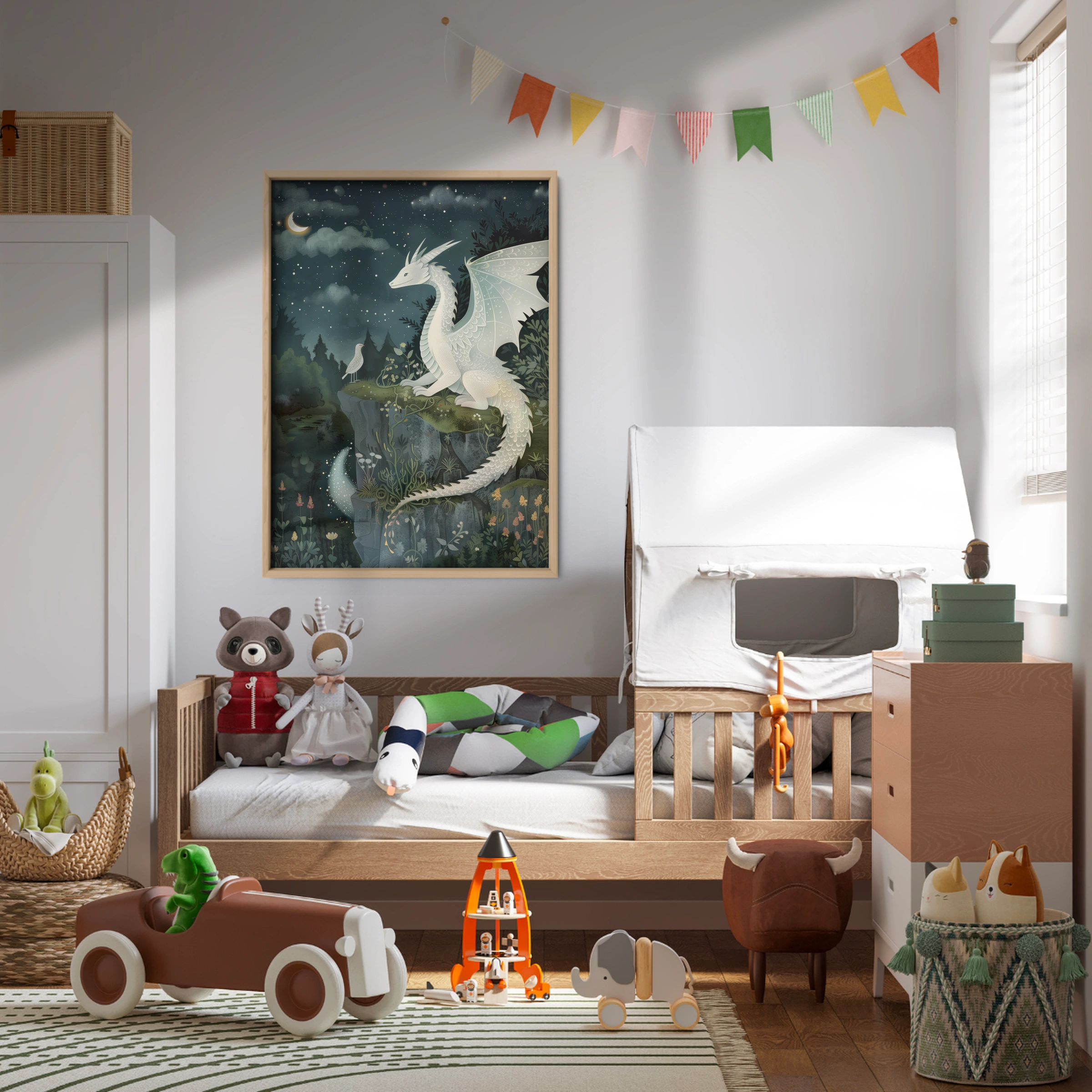 White Dragon Nursery Print