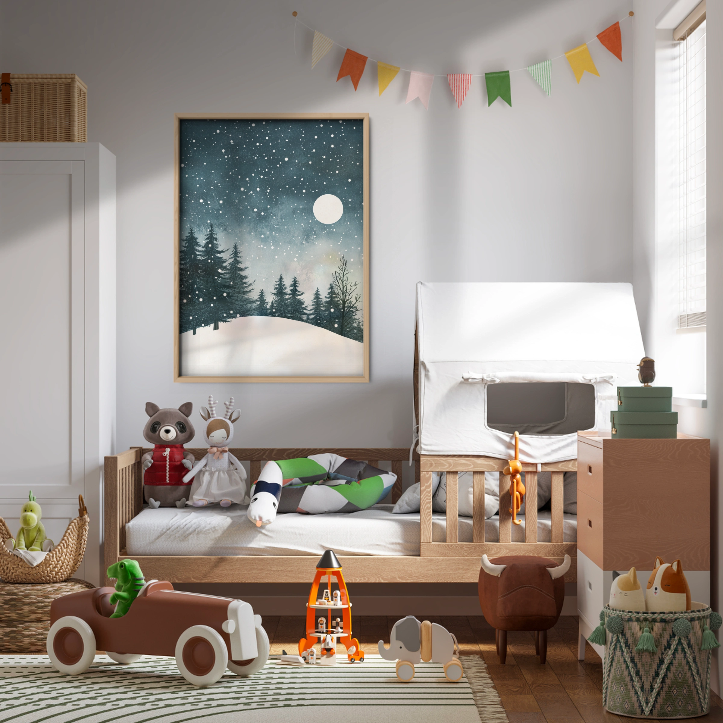Winter Forest Moon Christmas Print