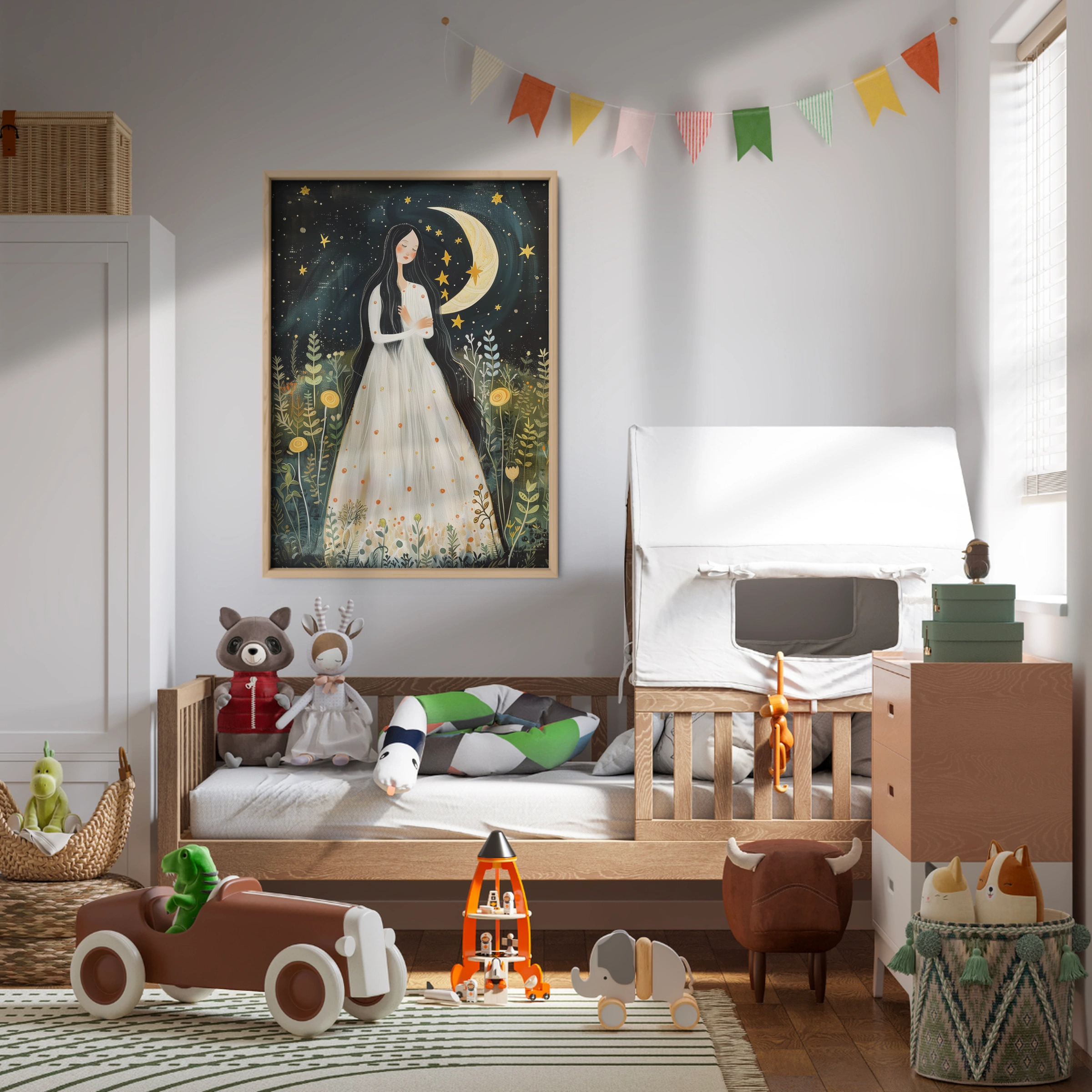 Woman and the Moon Nursery Print