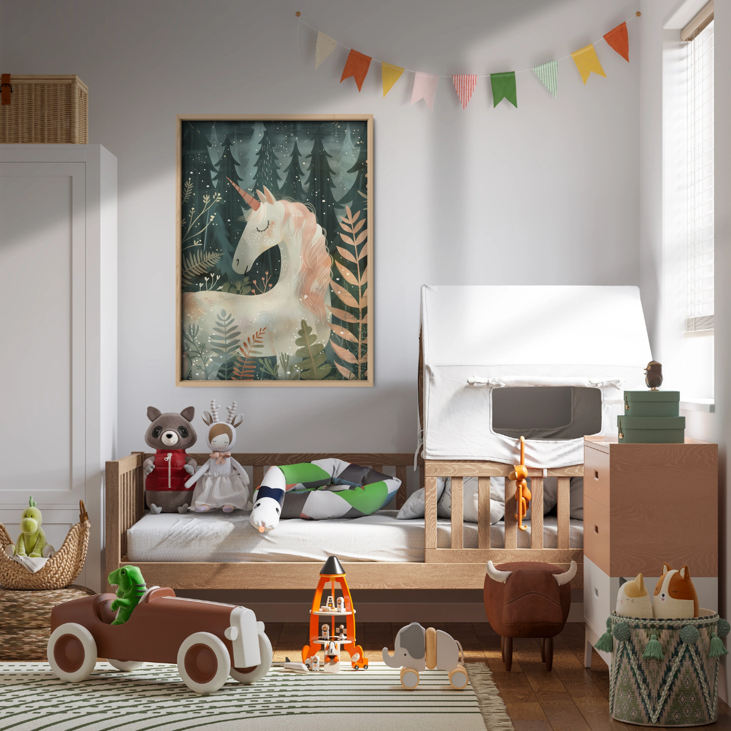 Woodland Unicorn Nursery Print