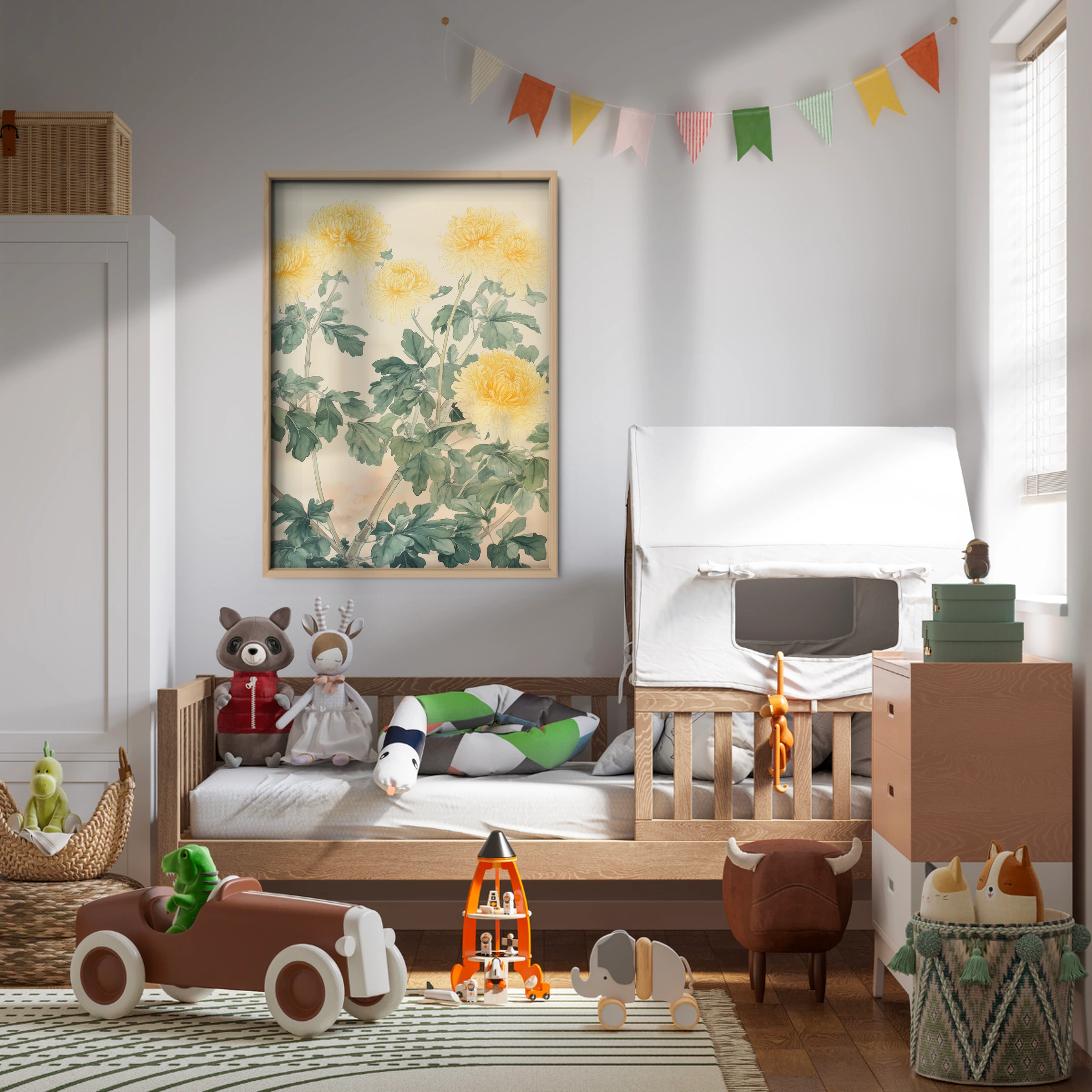 Yellow Chrysanthemums Nursery Print