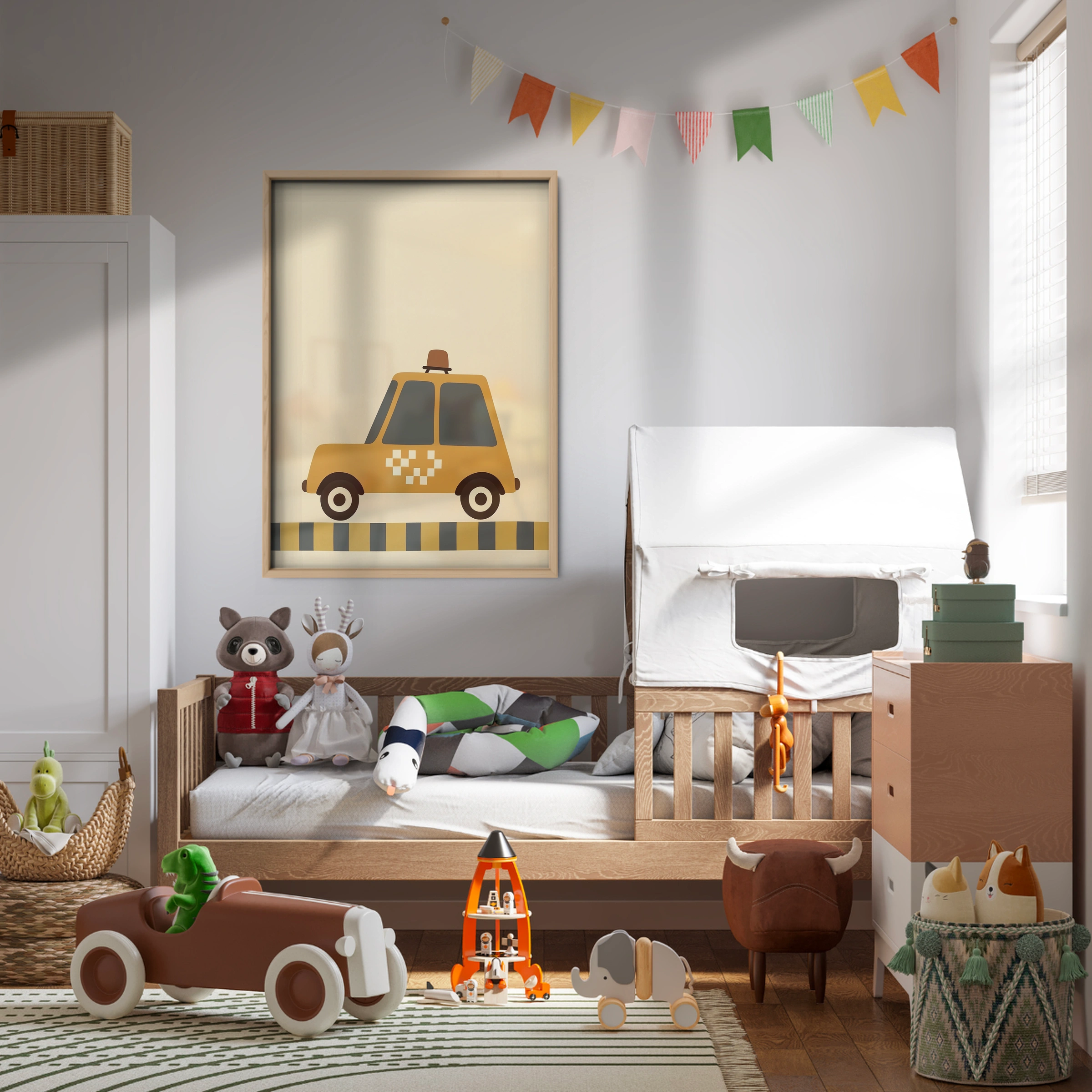 Yellow Taxi Cab Nursery Print