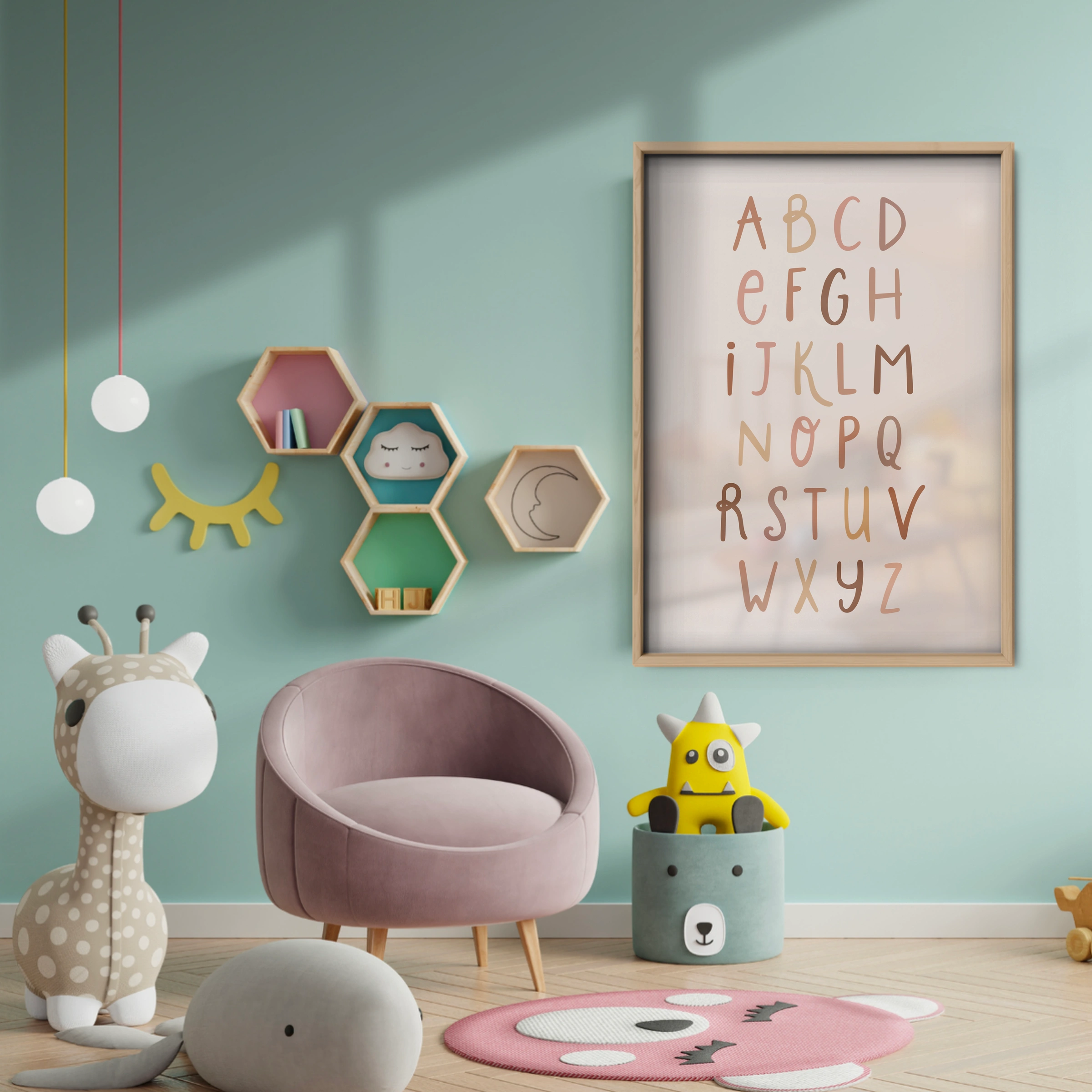 ABC Alphabet Chart Nursery Print - baby room wall decor print