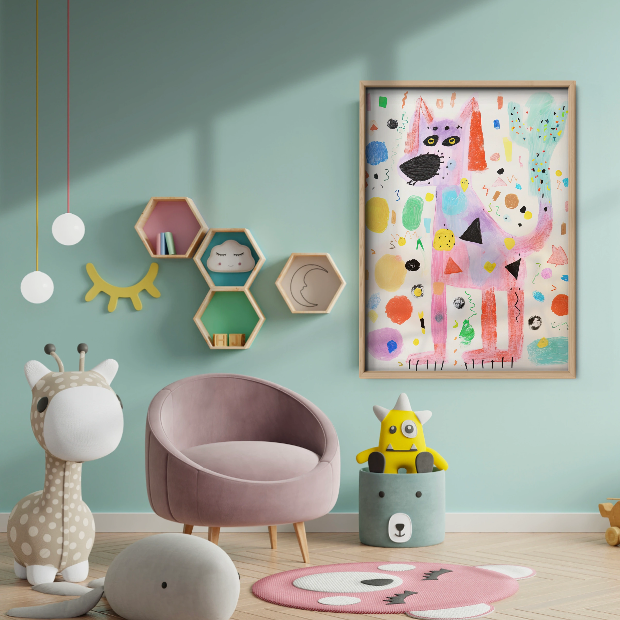 Abstract Dog Nursery Print - baby room wall decor print