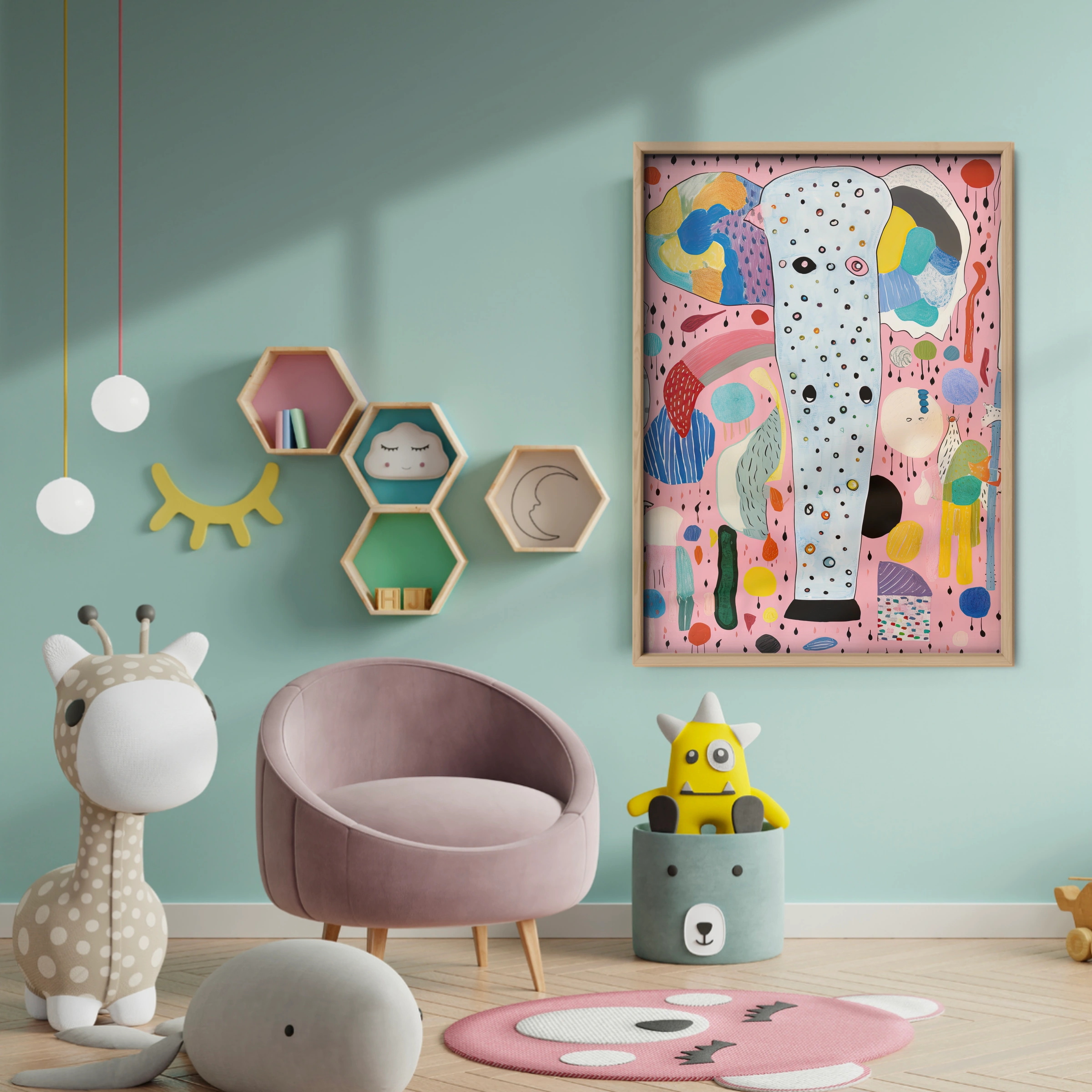 Abstract Giraffe Nursery Print - baby room wall decor print
