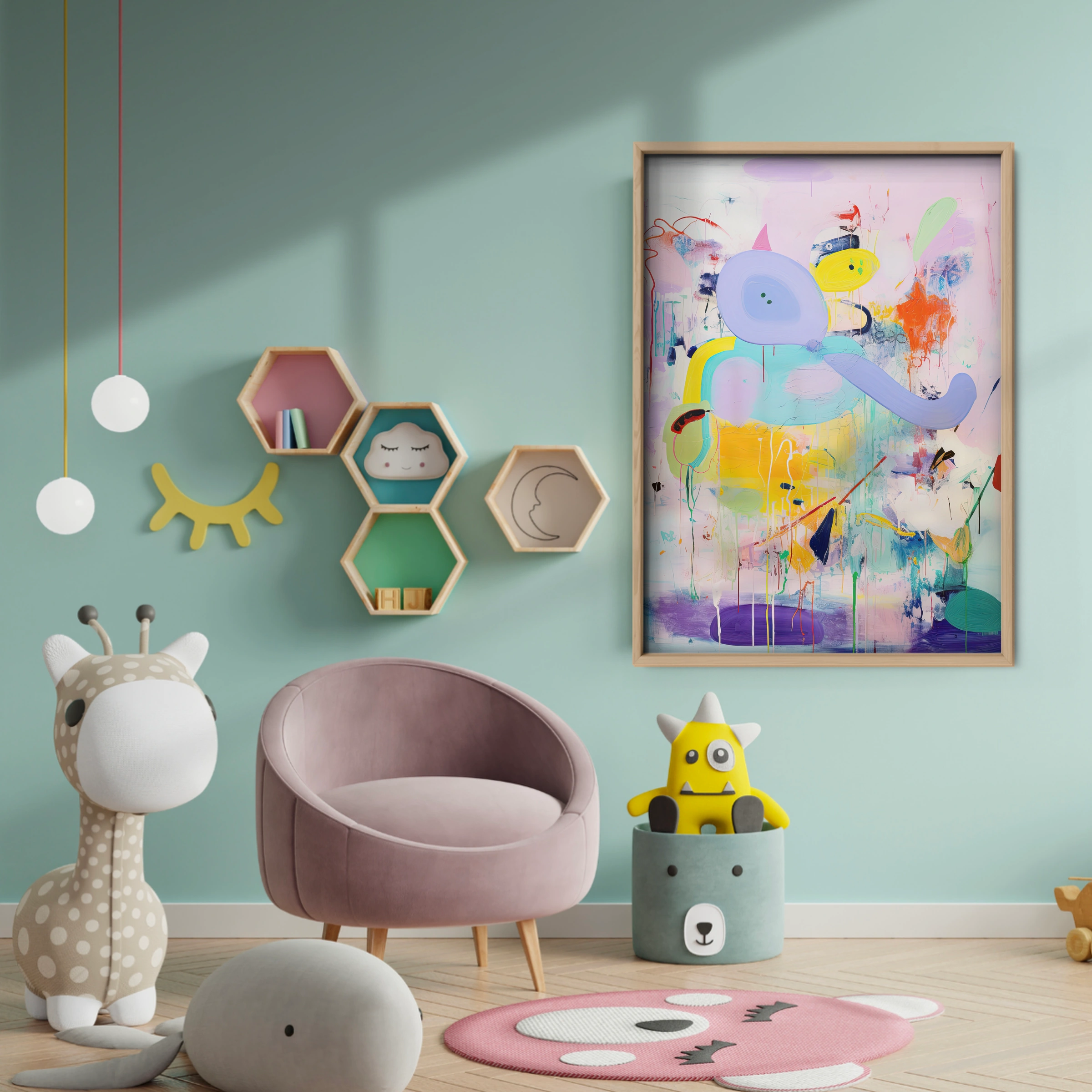 Abstract Horse Nursery Print - baby room wall decor print