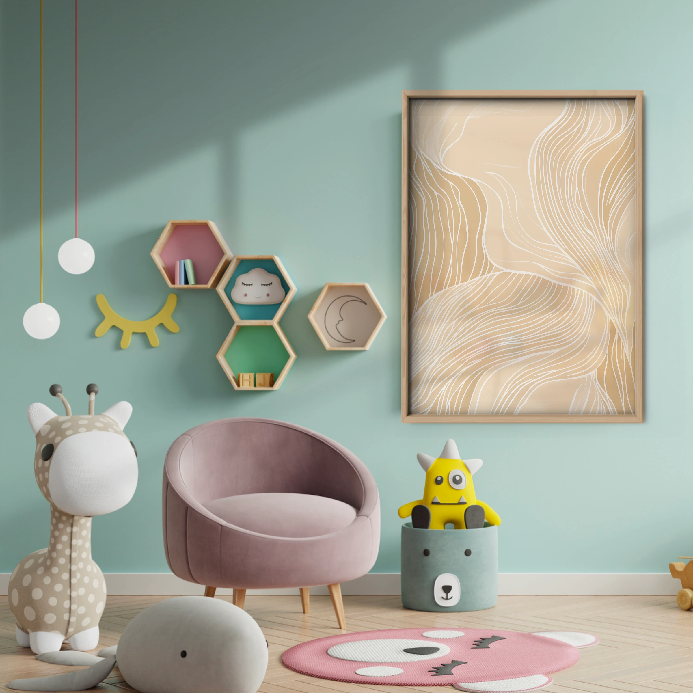 Abstract Lines Nursery Print - baby room wall decor print