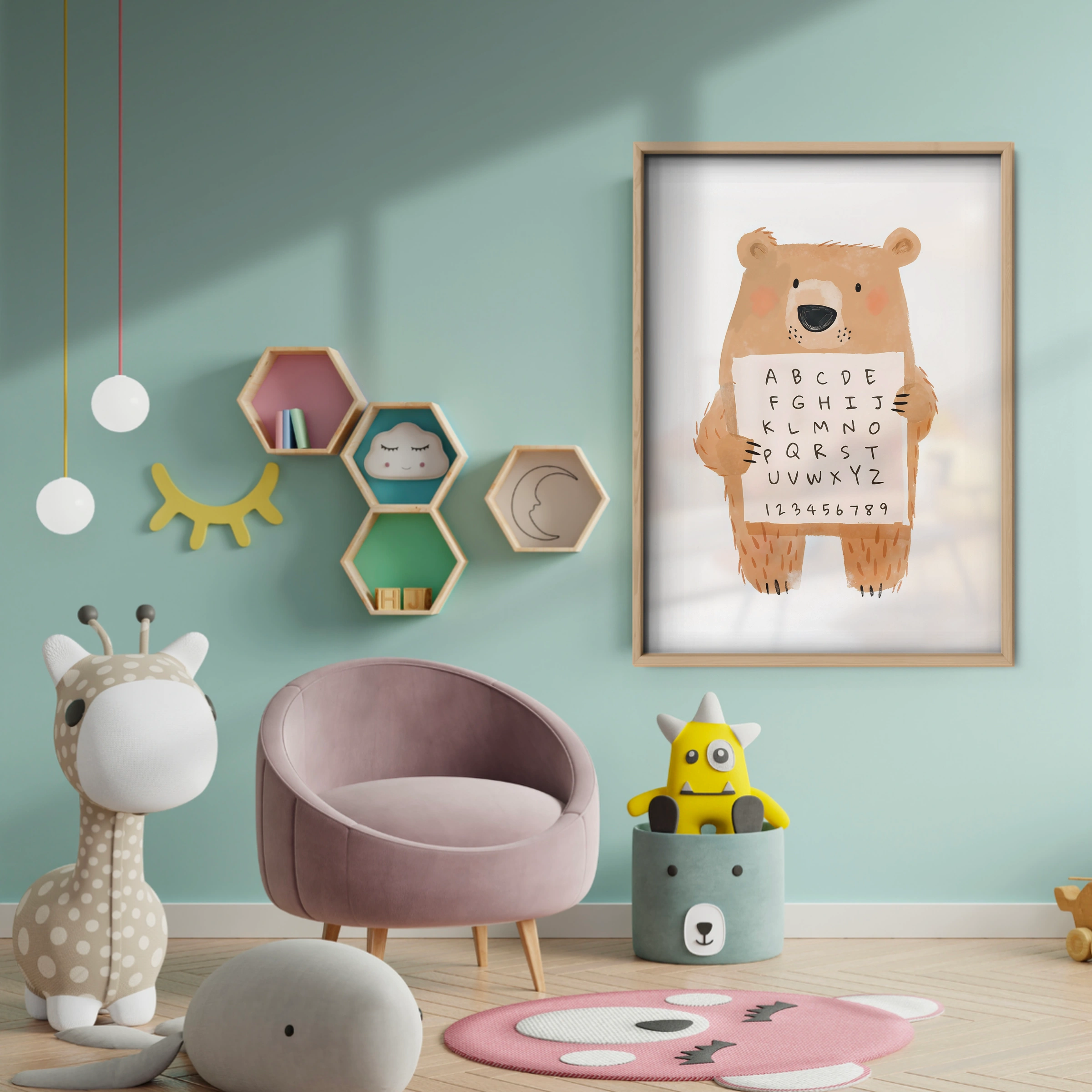 Alphabet Bear Nursery Print - baby room wall decor print