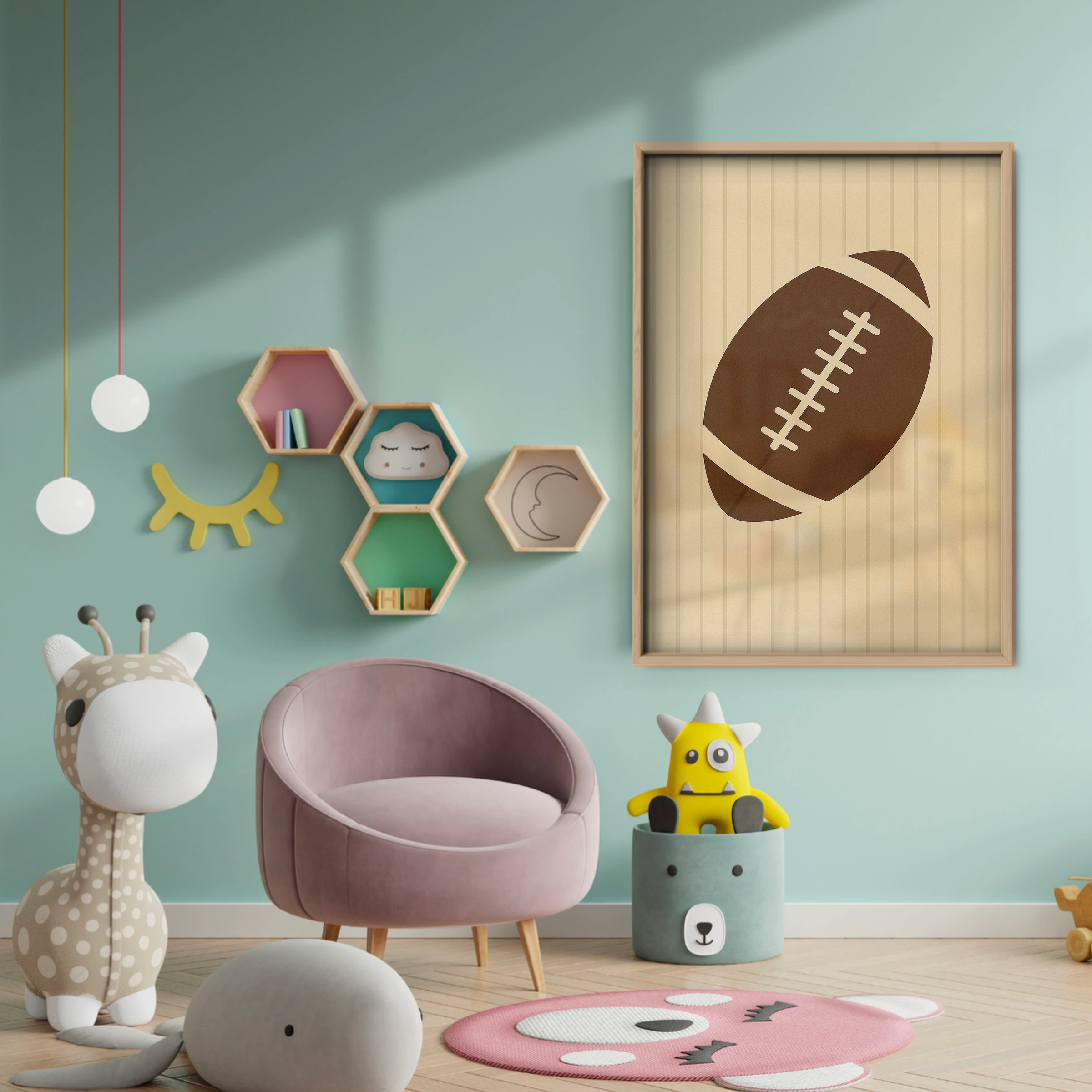 American Football Nursery Print - baby room wall decor print