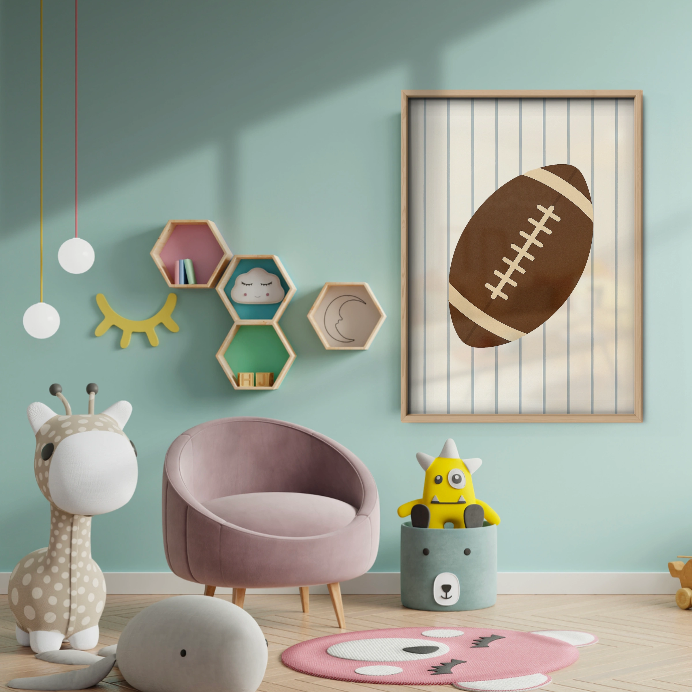 American Football Two Nursery Print - baby room wall decor print