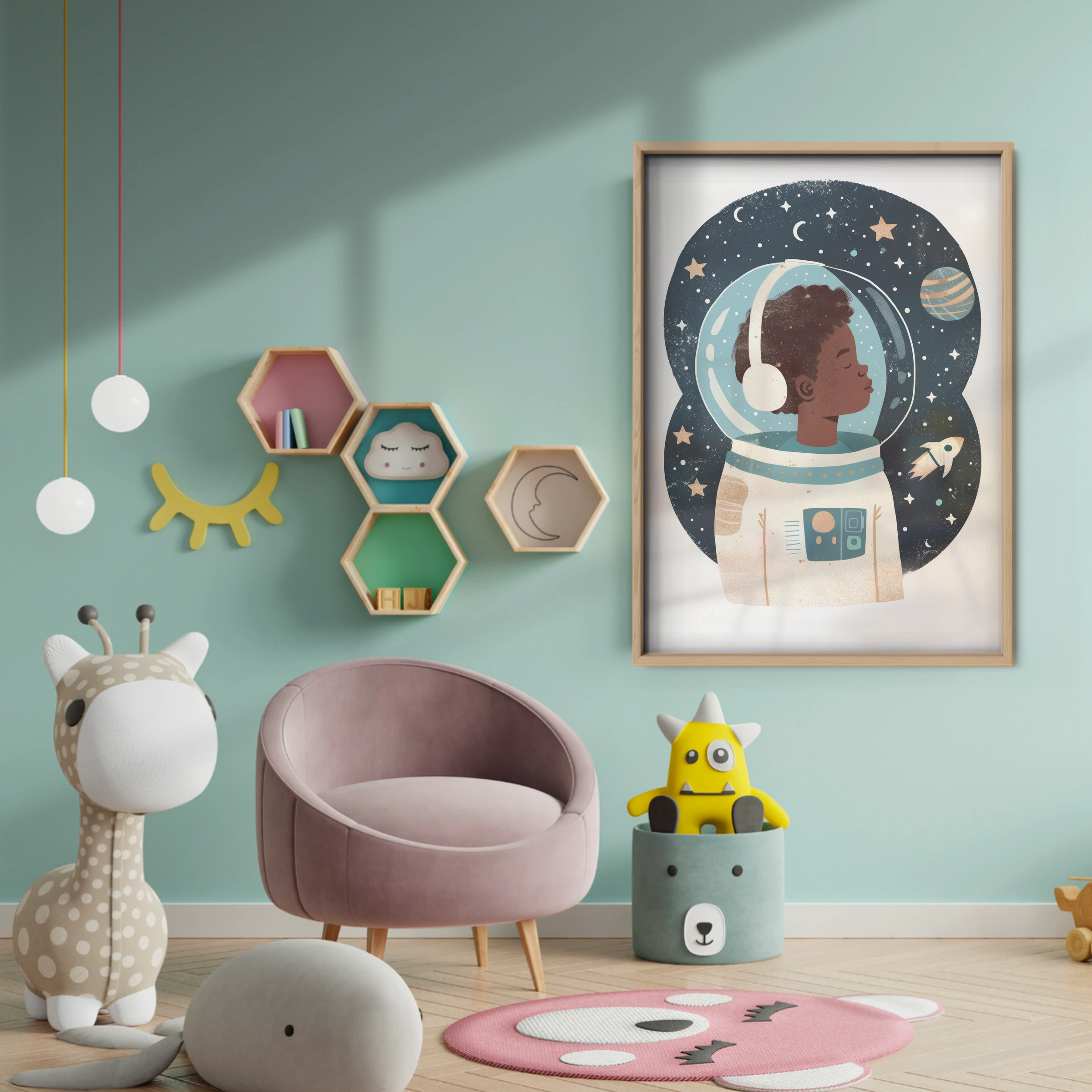 Astronaut Boy Nursery Print - baby room wall decor print