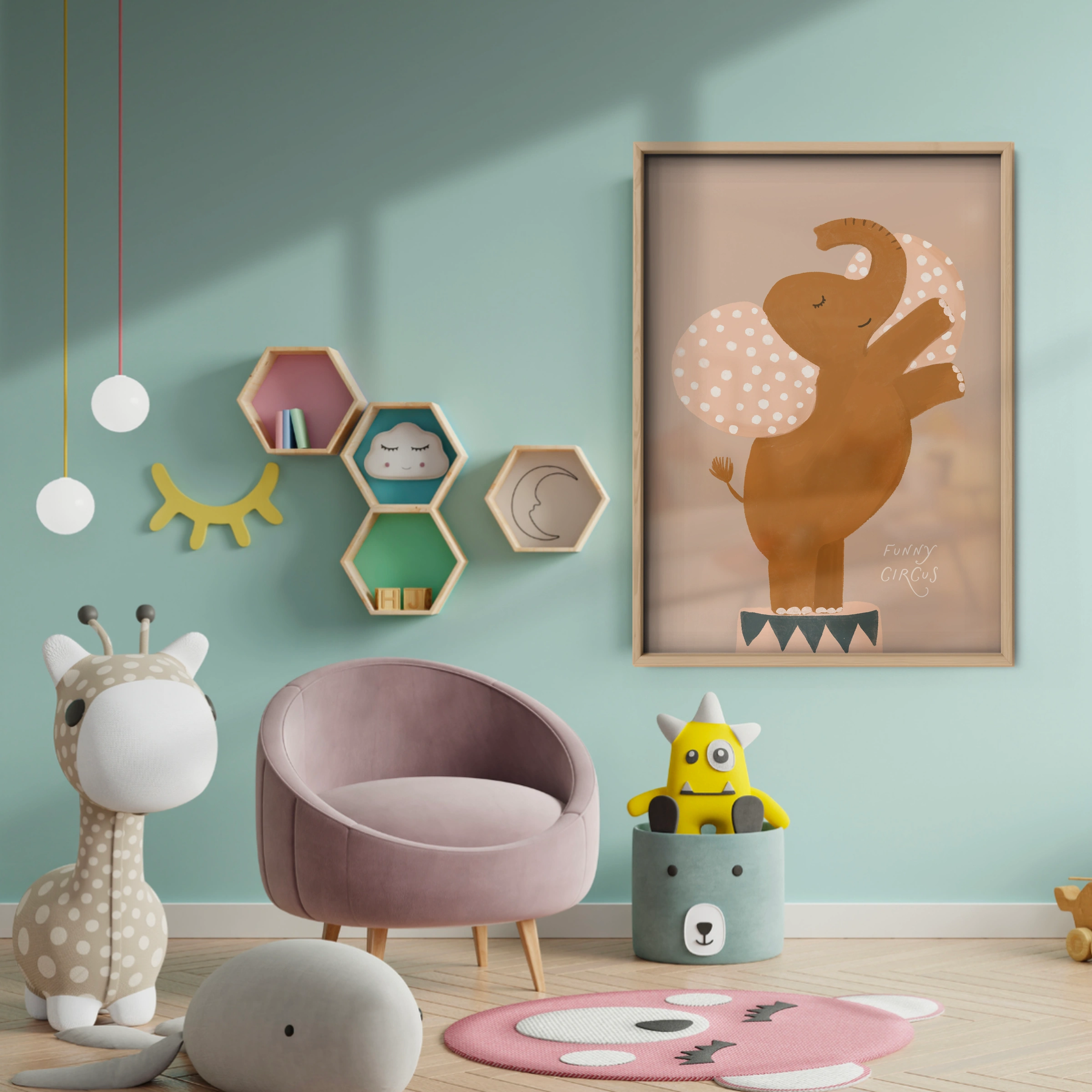 Autumn Squirrel Nursery Print - baby room wall decor print