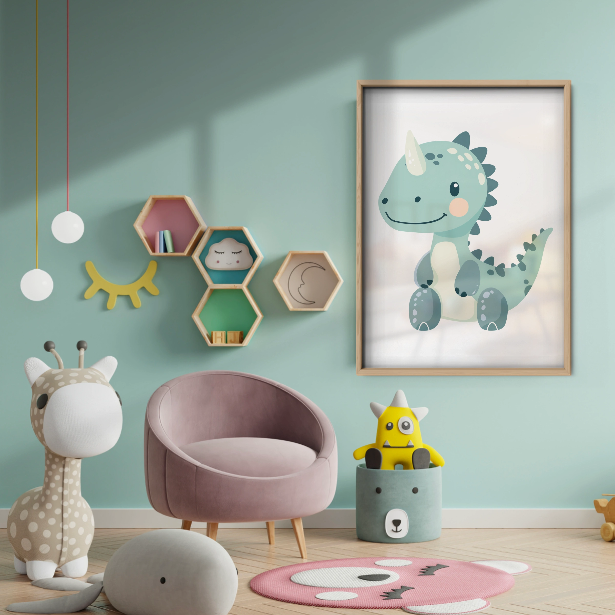 Baby Dino Nursery Print - baby room wall decor print