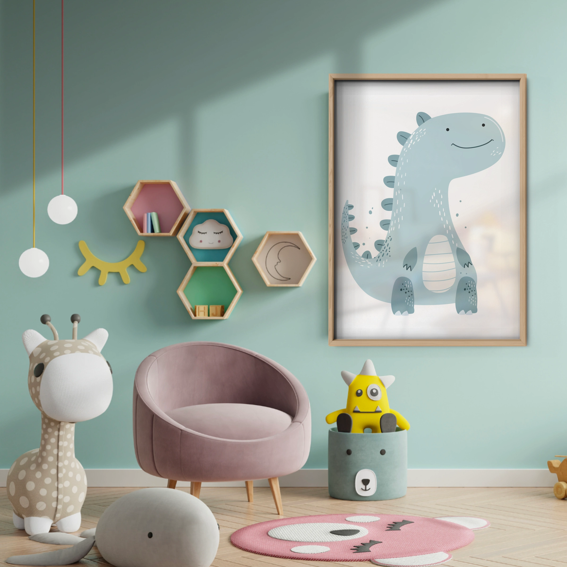 Baby Dinosaur Nursery Print - baby room wall decor print