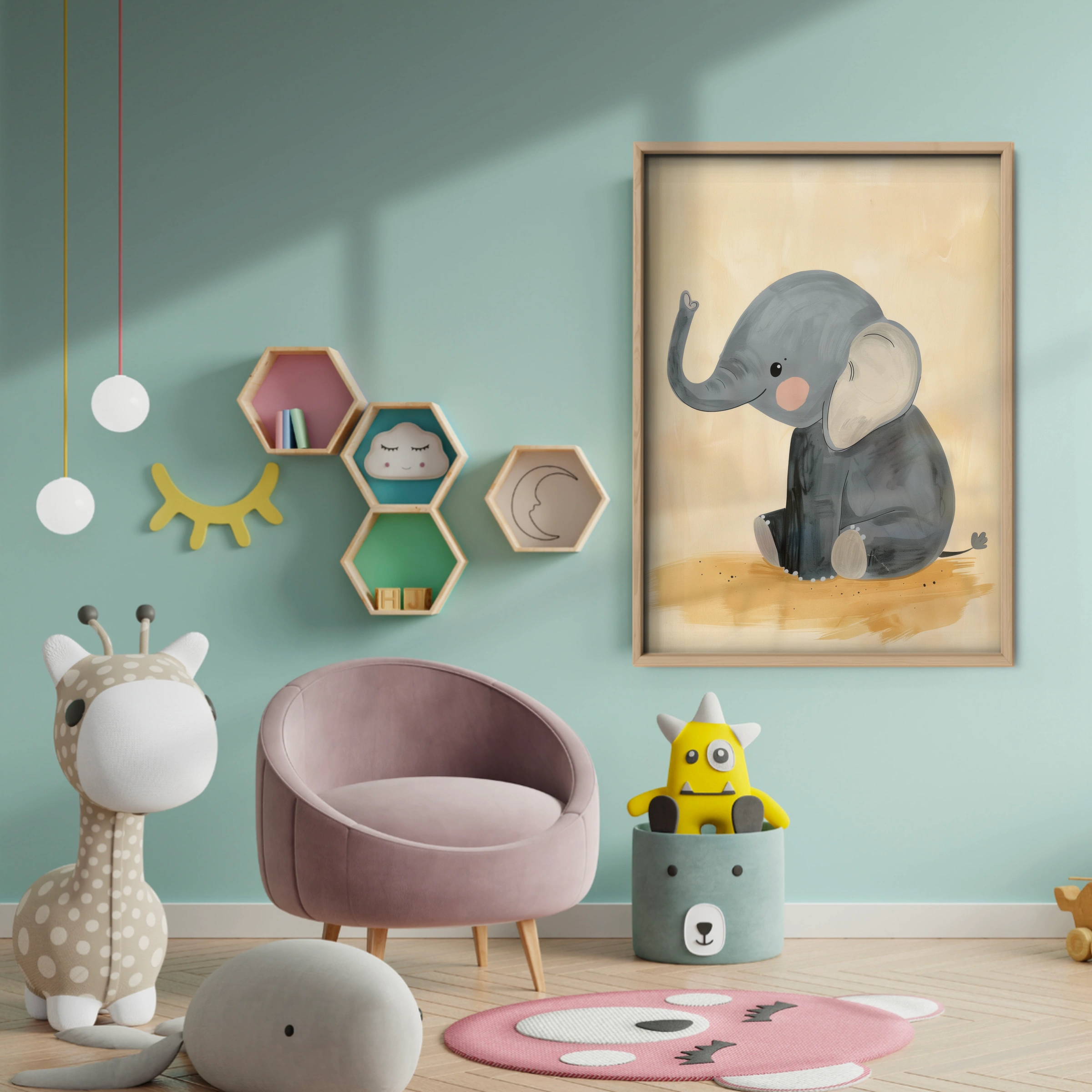 Baby Elephant Nursery Print - baby room wall decor print