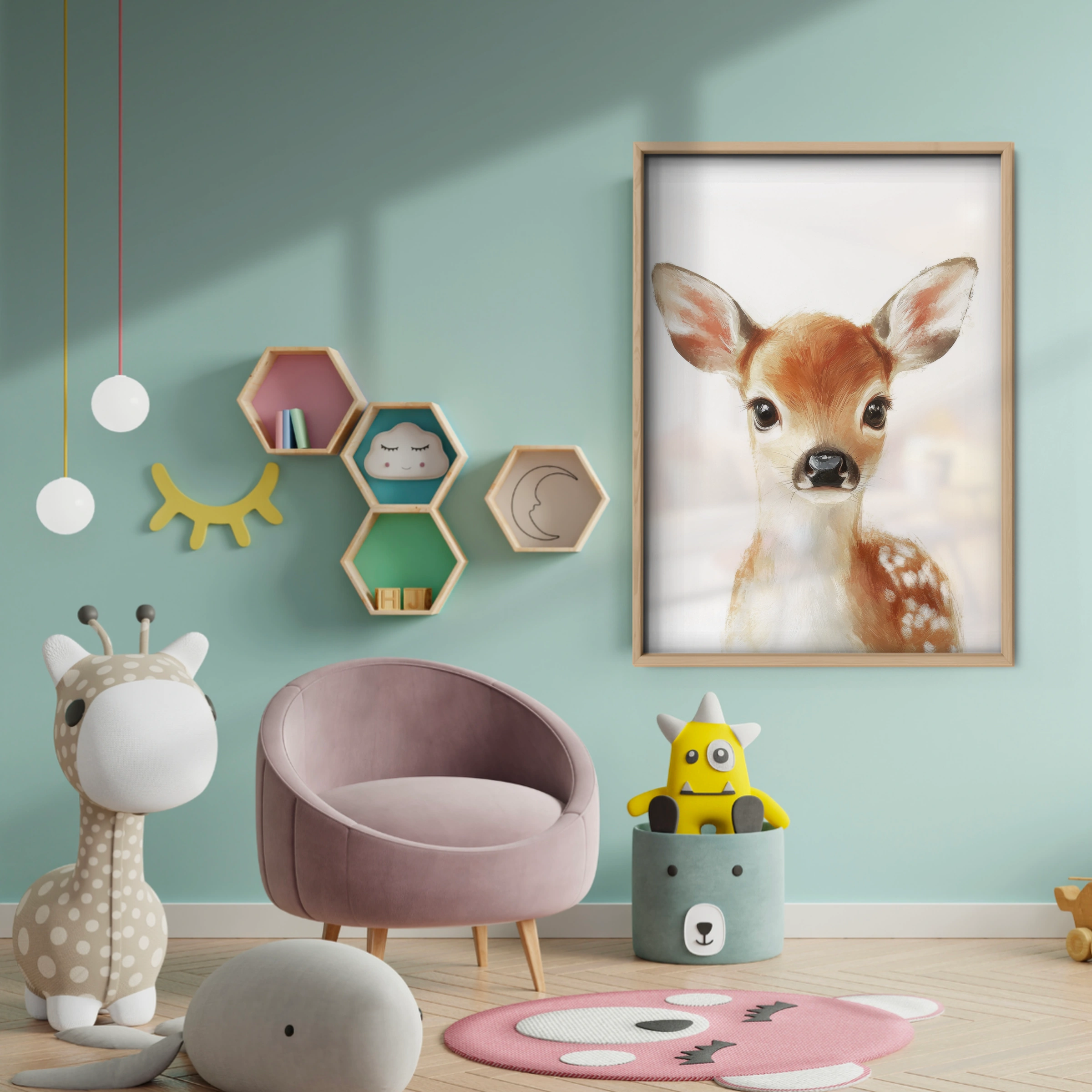 Baby Fawn Nursery Print - baby room wall decor print