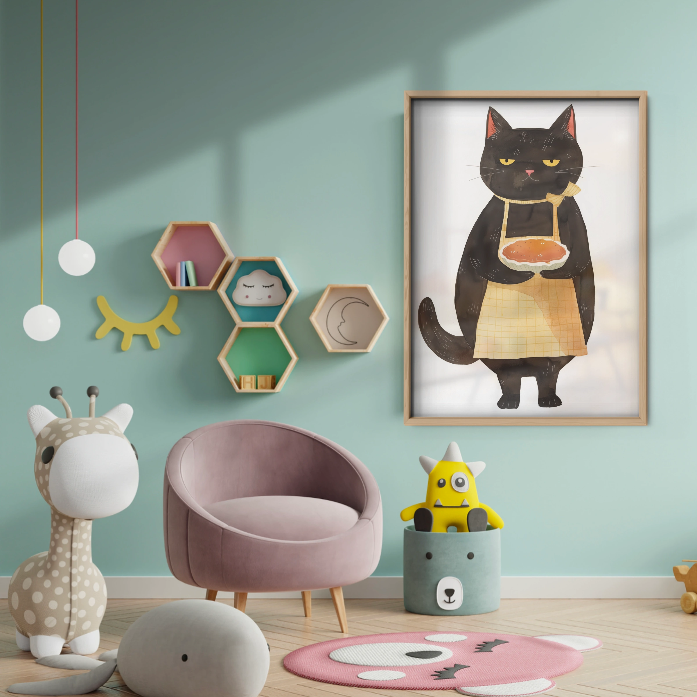 Baking Cat Nursery Print - baby room wall decor print