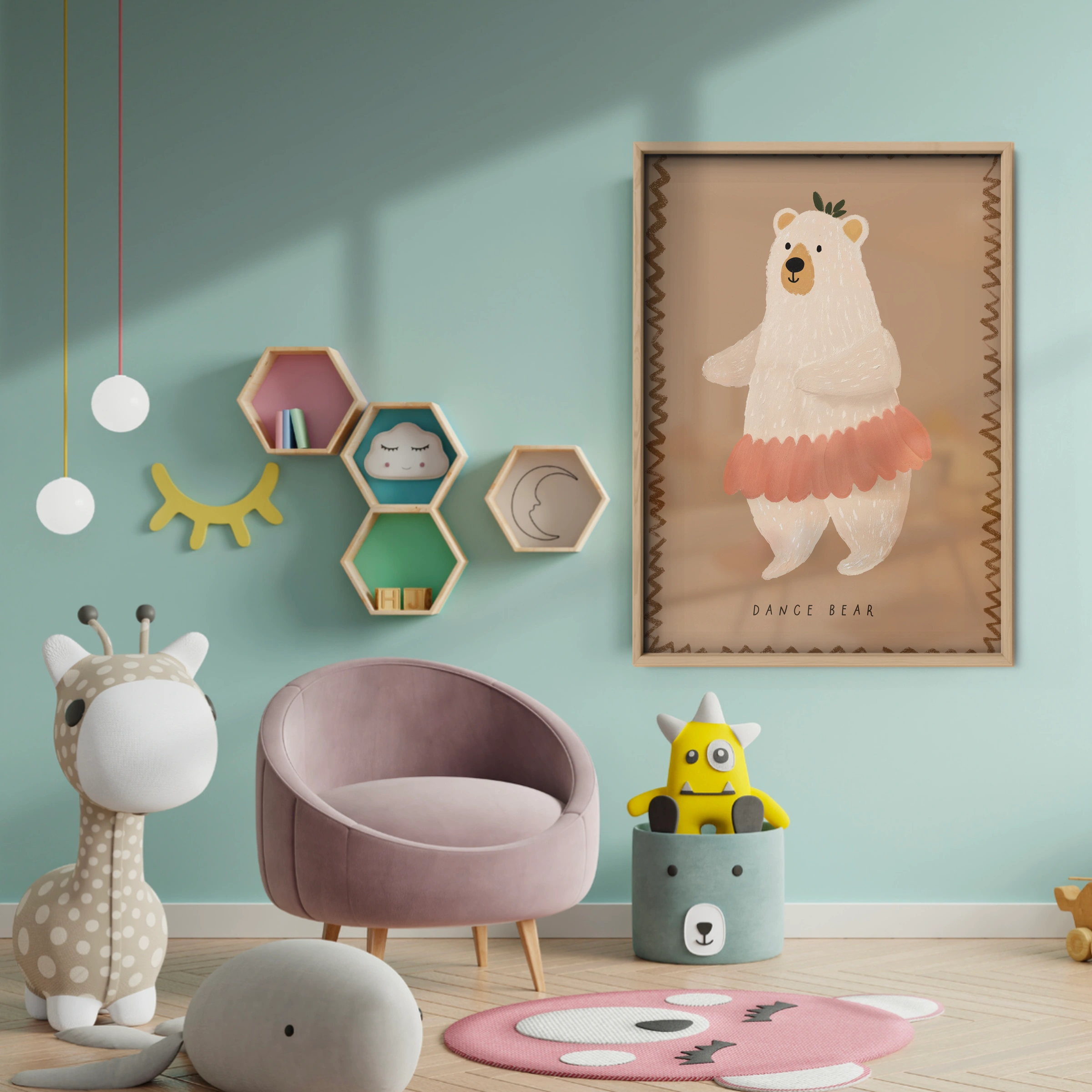 Ballerina Llama Nursery Print - baby room wall decor print