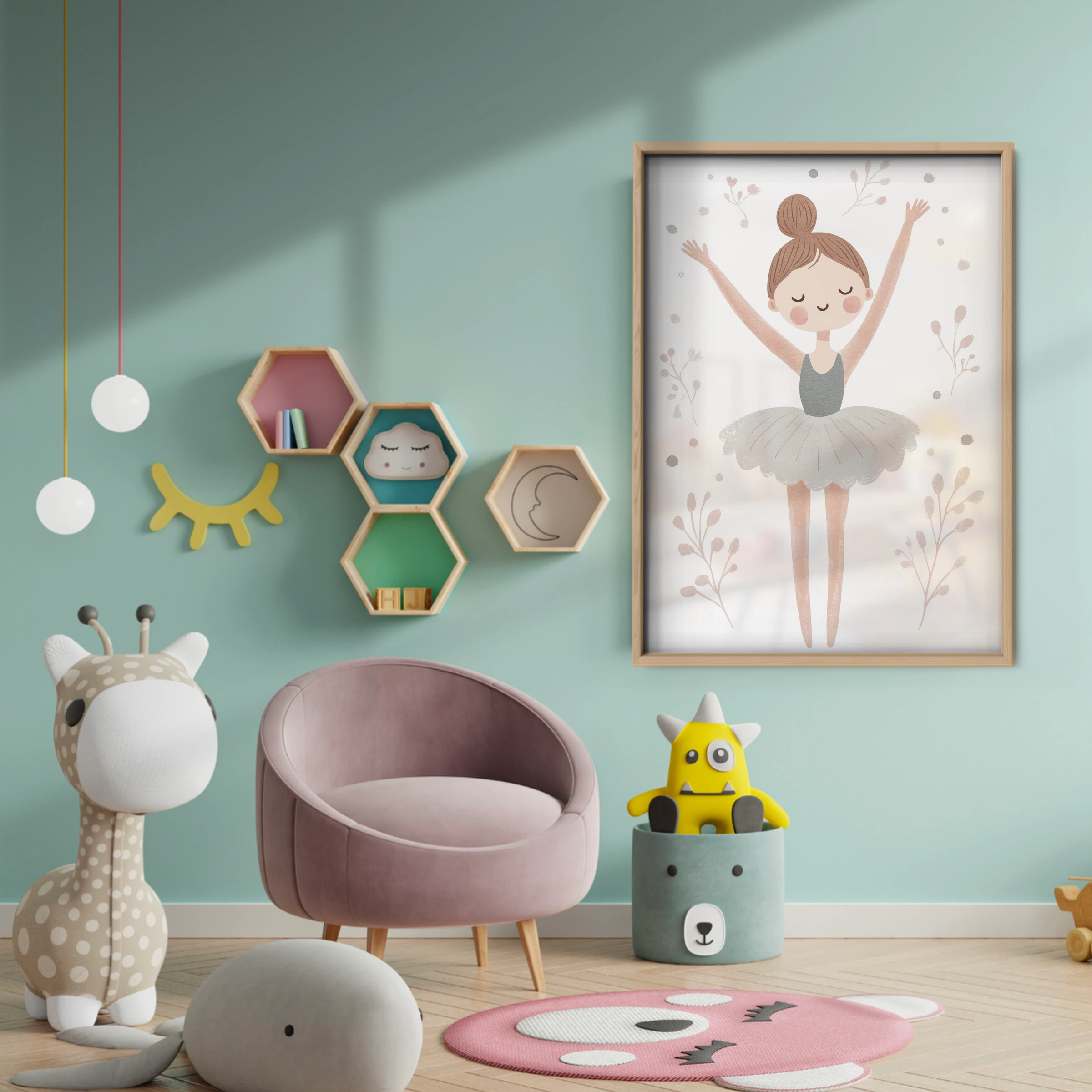 Ballerina Mouse Nursery Print - baby room wall decor print