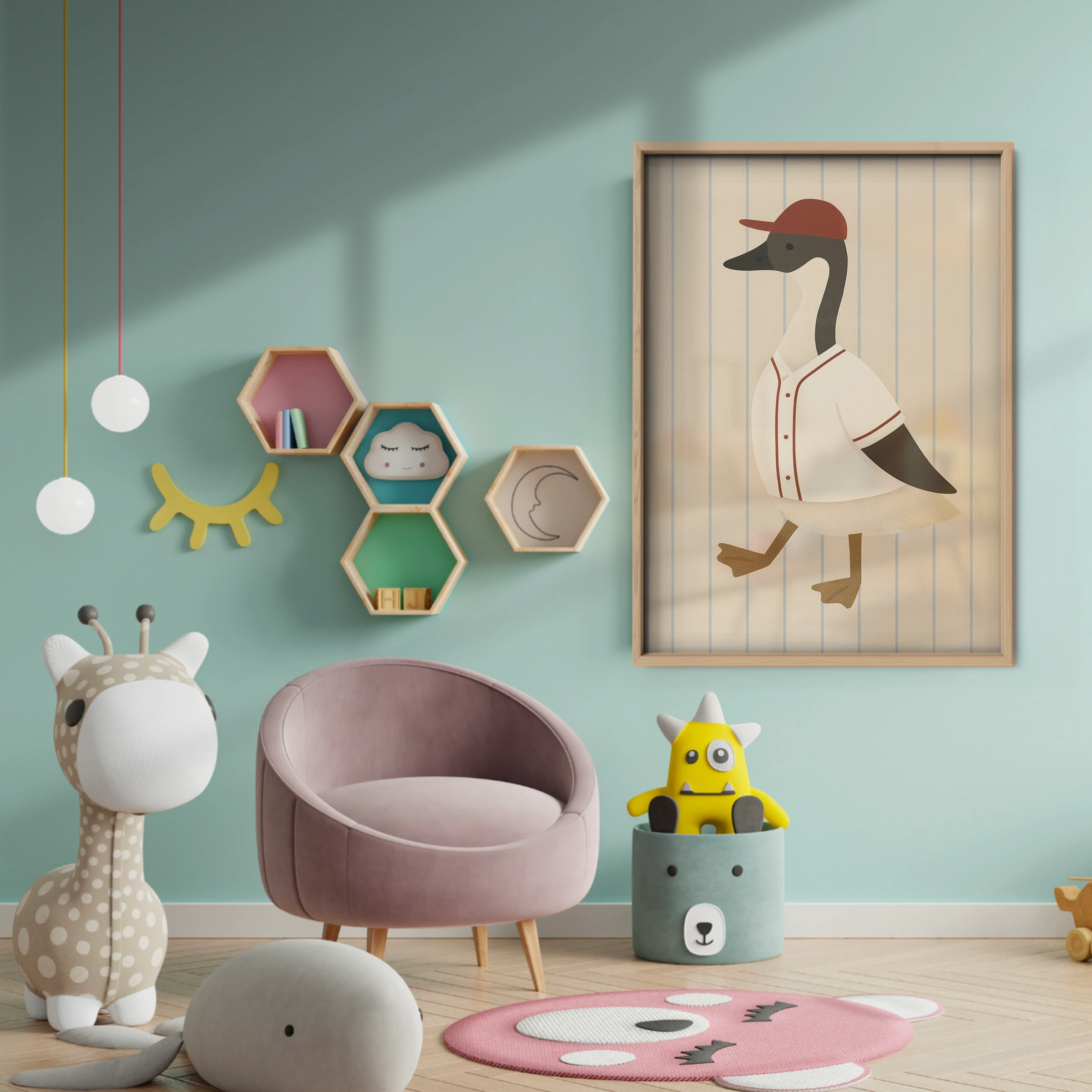Baseball Goose Two Nursery Print - baby room wall decor print