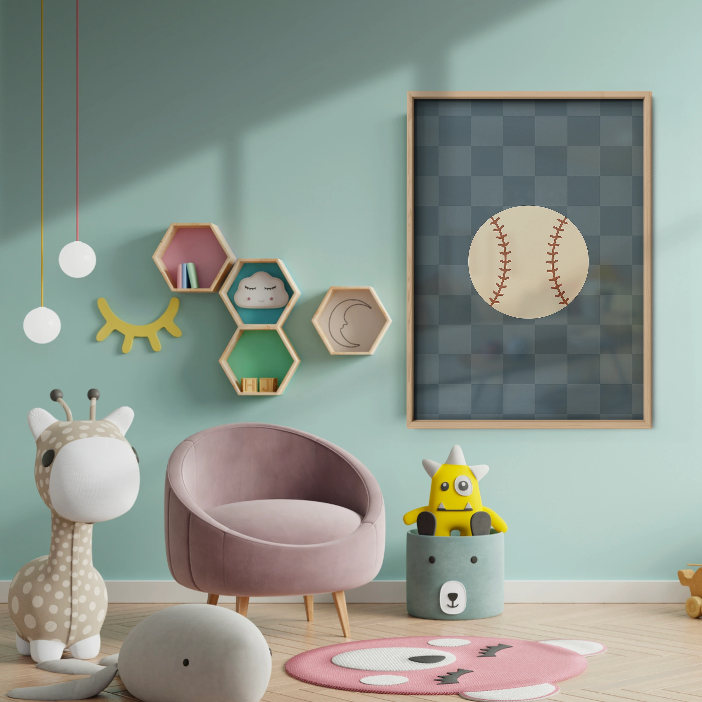 Baseball Three Nursery Print - baby room wall decor print