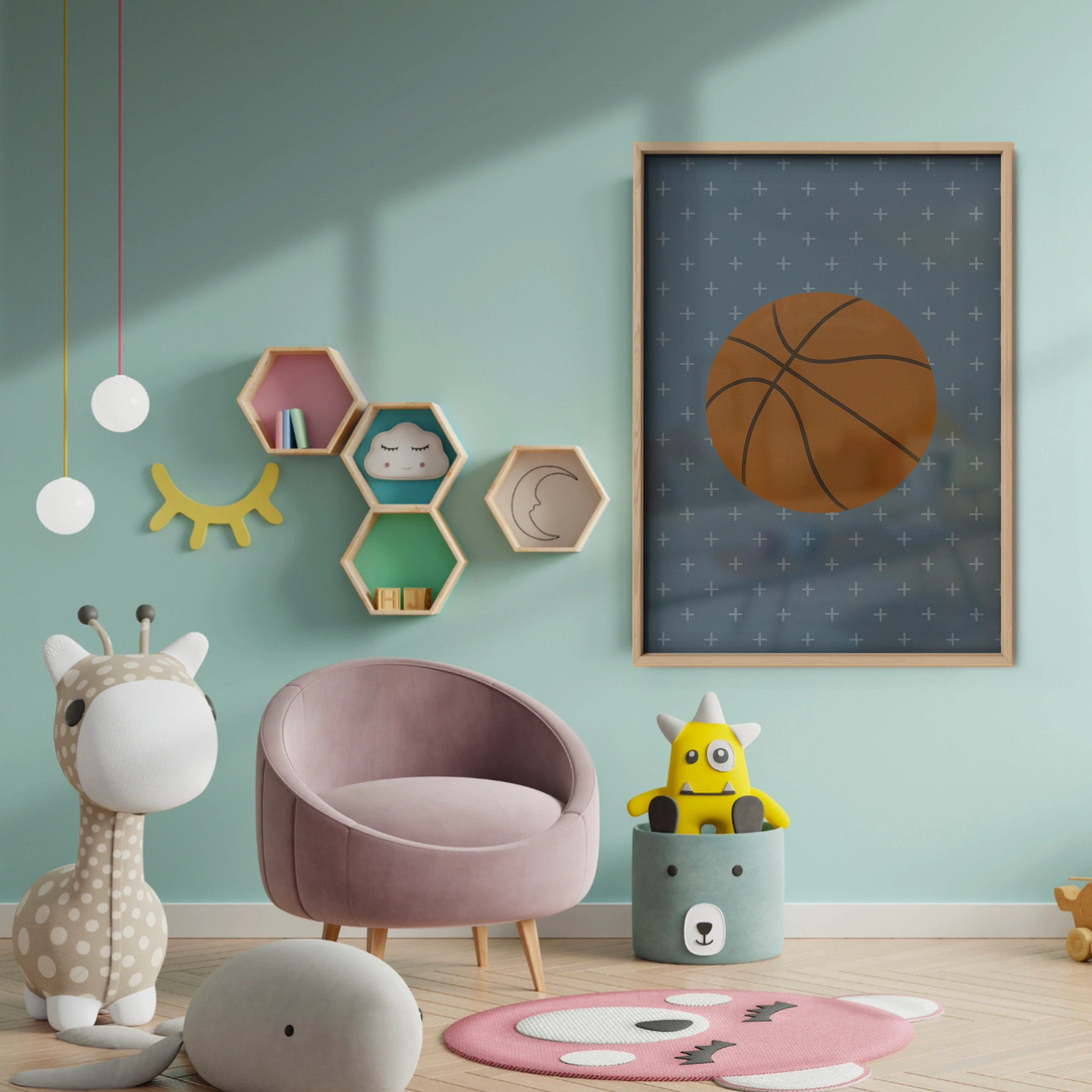 Basketball Nursery Print - baby room wall decor print