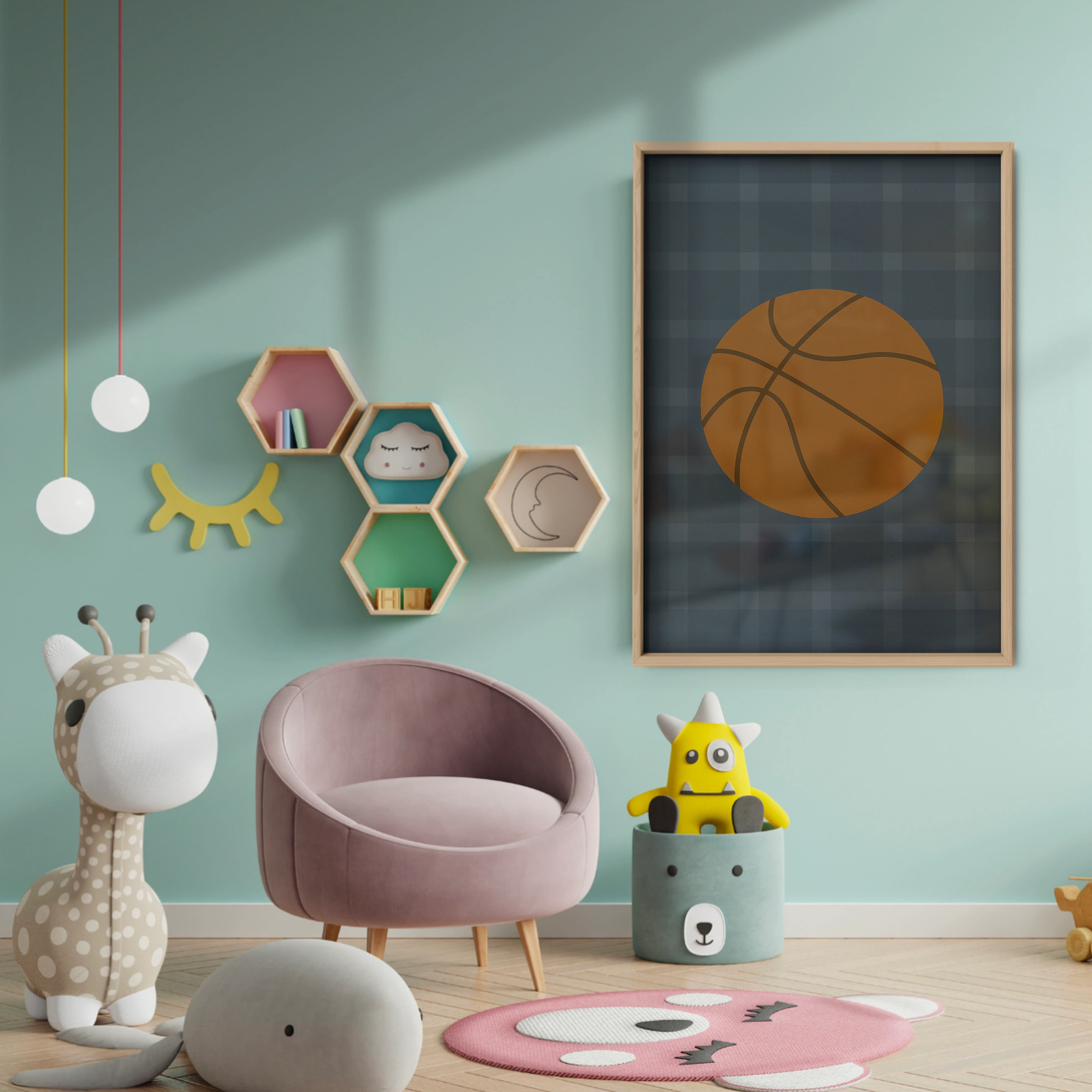 Basketball Three Nursery Print - baby room wall decor print