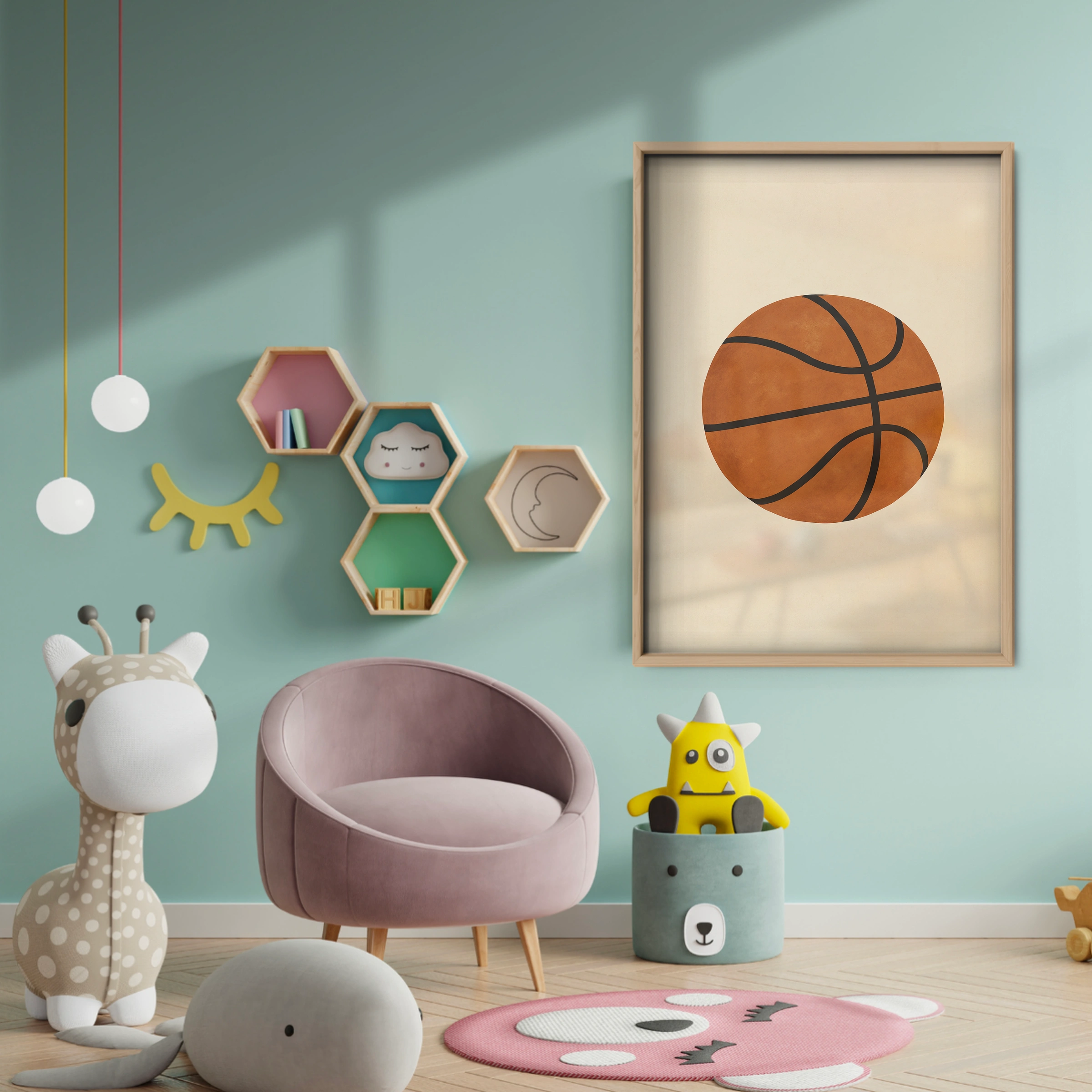 Basketball Two Nursery Print - baby room wall decor print