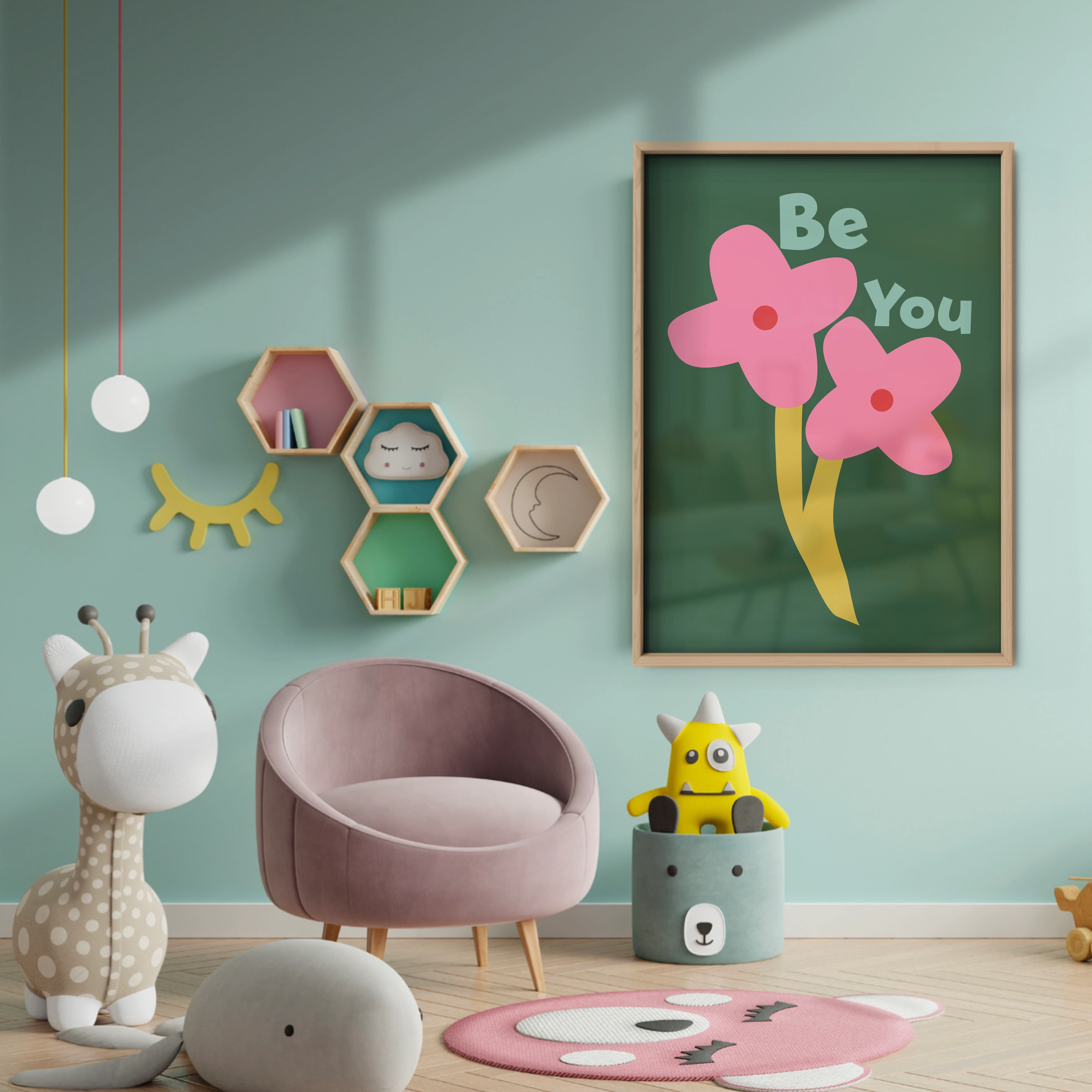 Be You Flower Nursery Print - baby room wall decor print