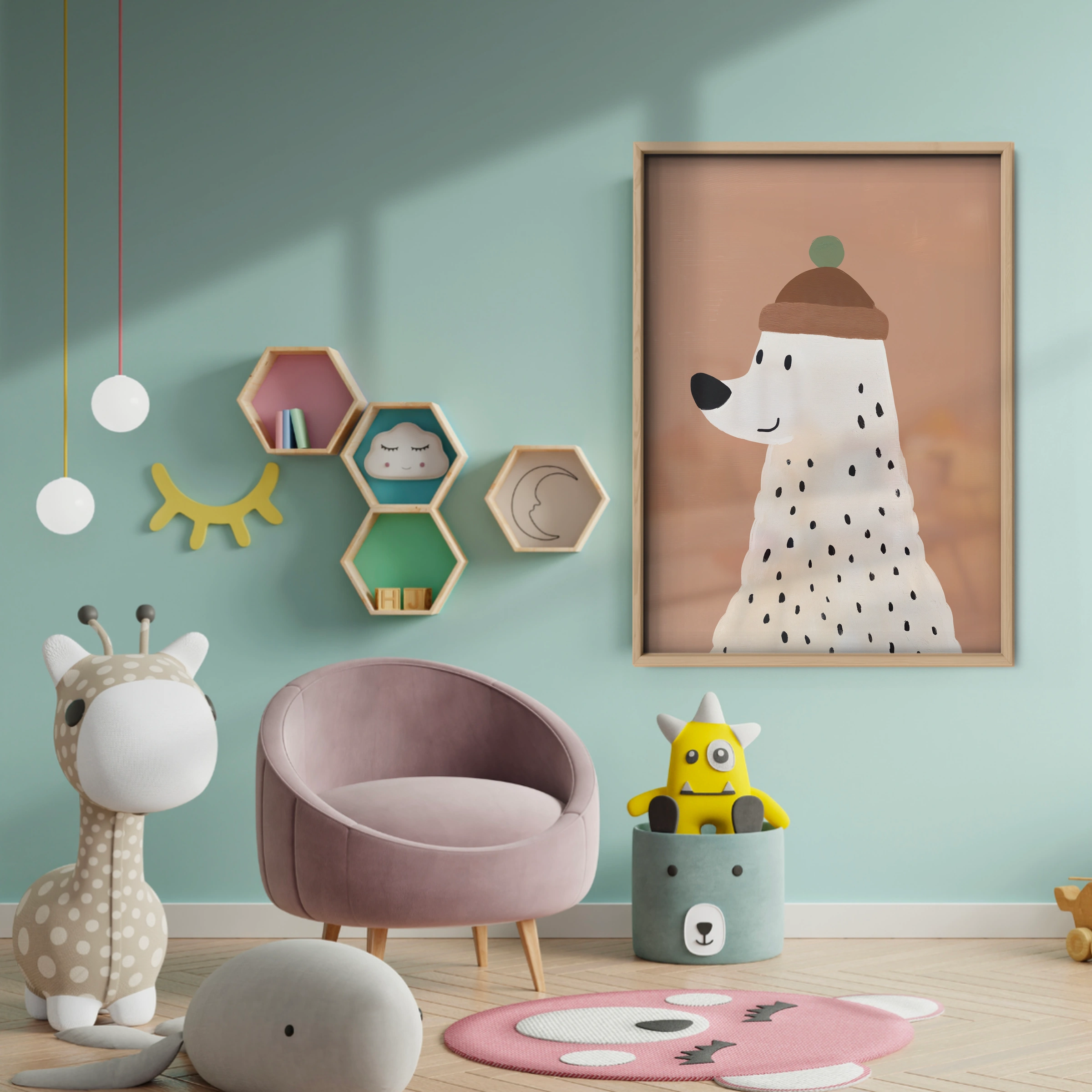 Beanie Bear Nursery Print - baby room wall decor print