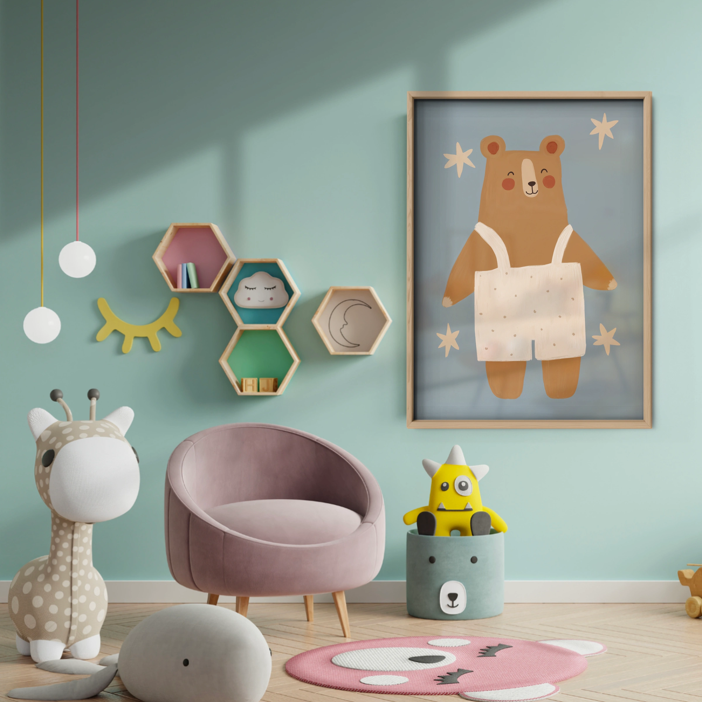 Beanie Fox Nursery Print - baby room wall decor print