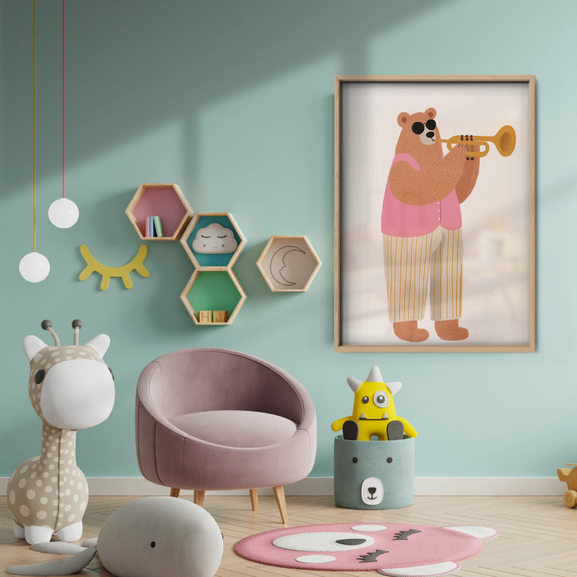 Bear Hug Nursery Print - baby room wall decor print