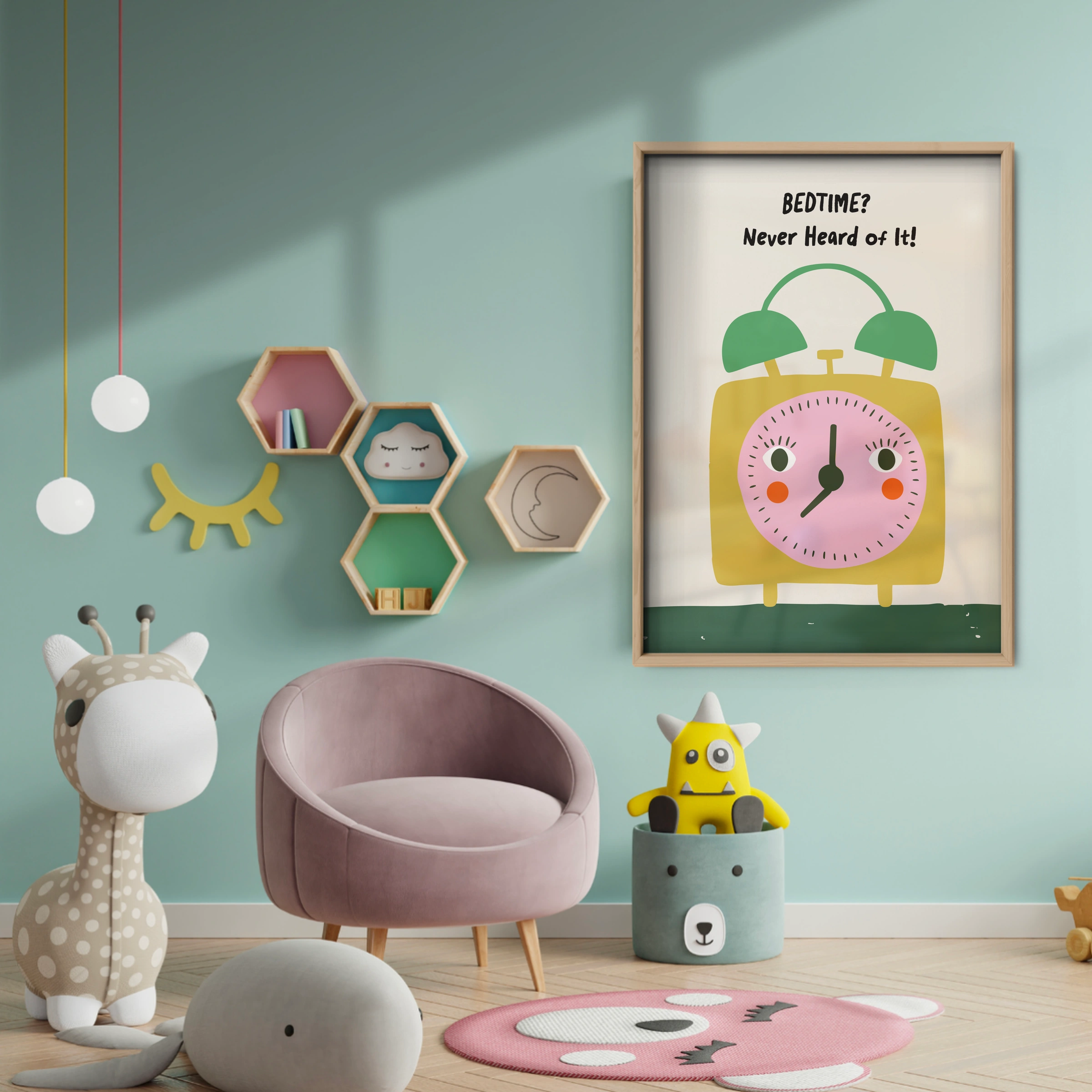 Bedtime Never Heard Of It Nursery Print - baby room wall decor print