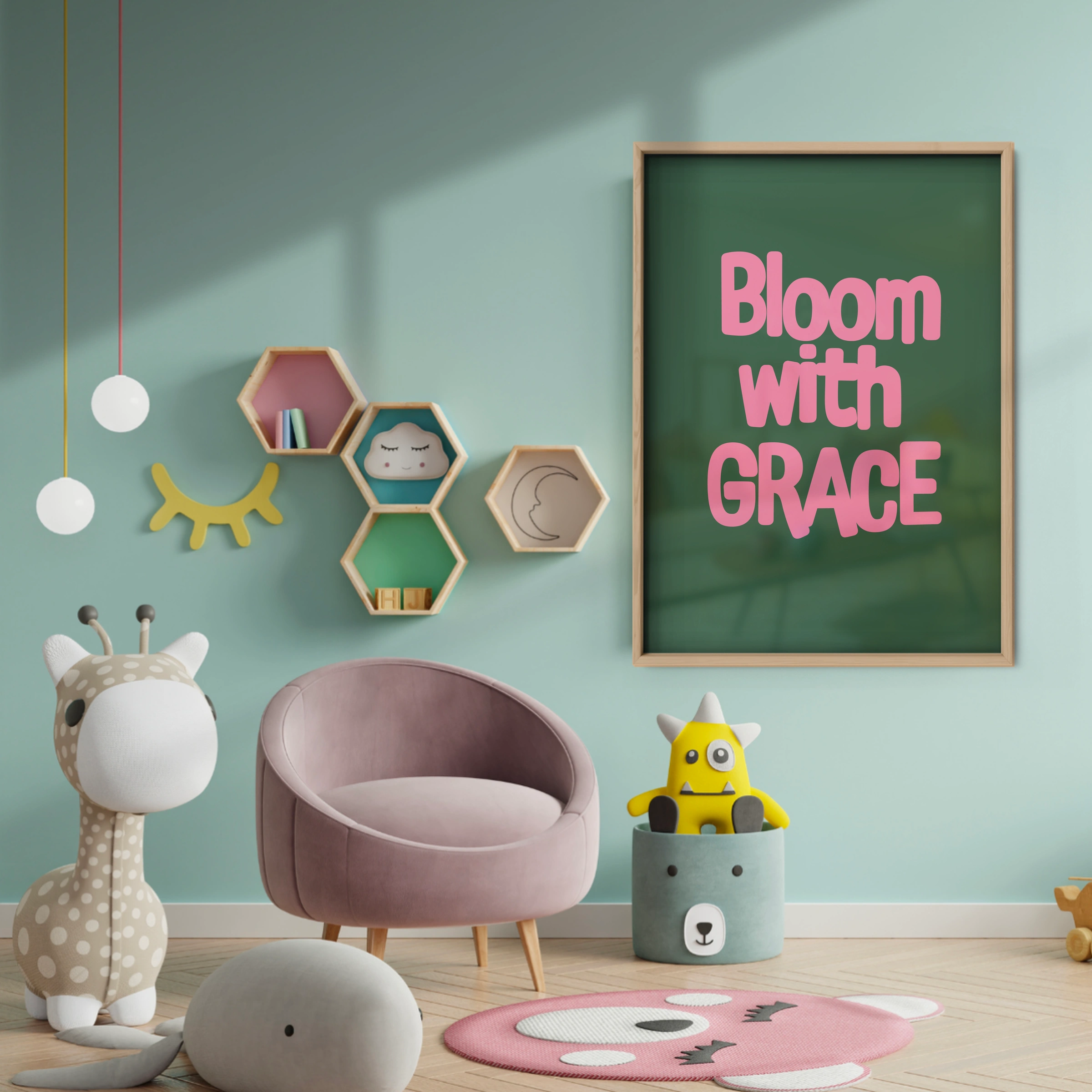 Bloom With Grace Nursery Print - baby room wall decor print
