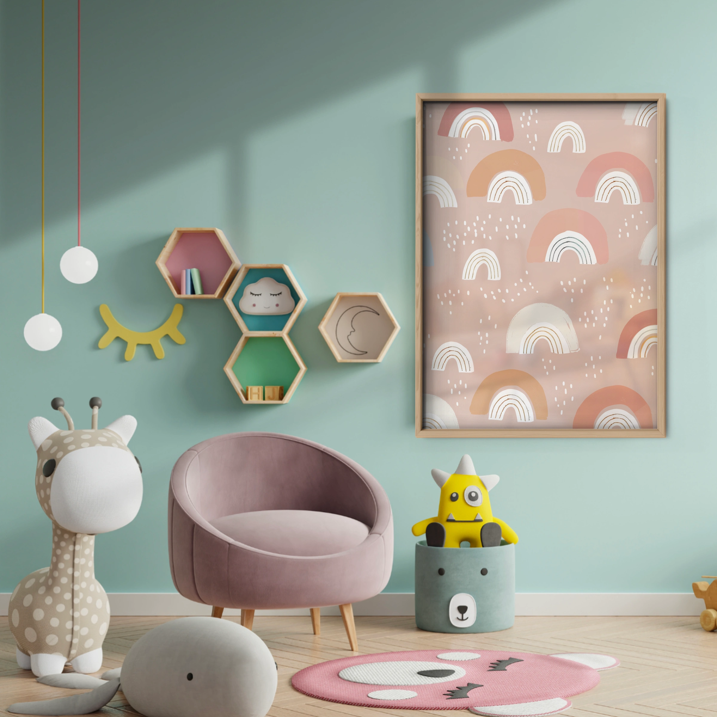 Boho Rainbow Set Nursery Print - baby room wall decor print