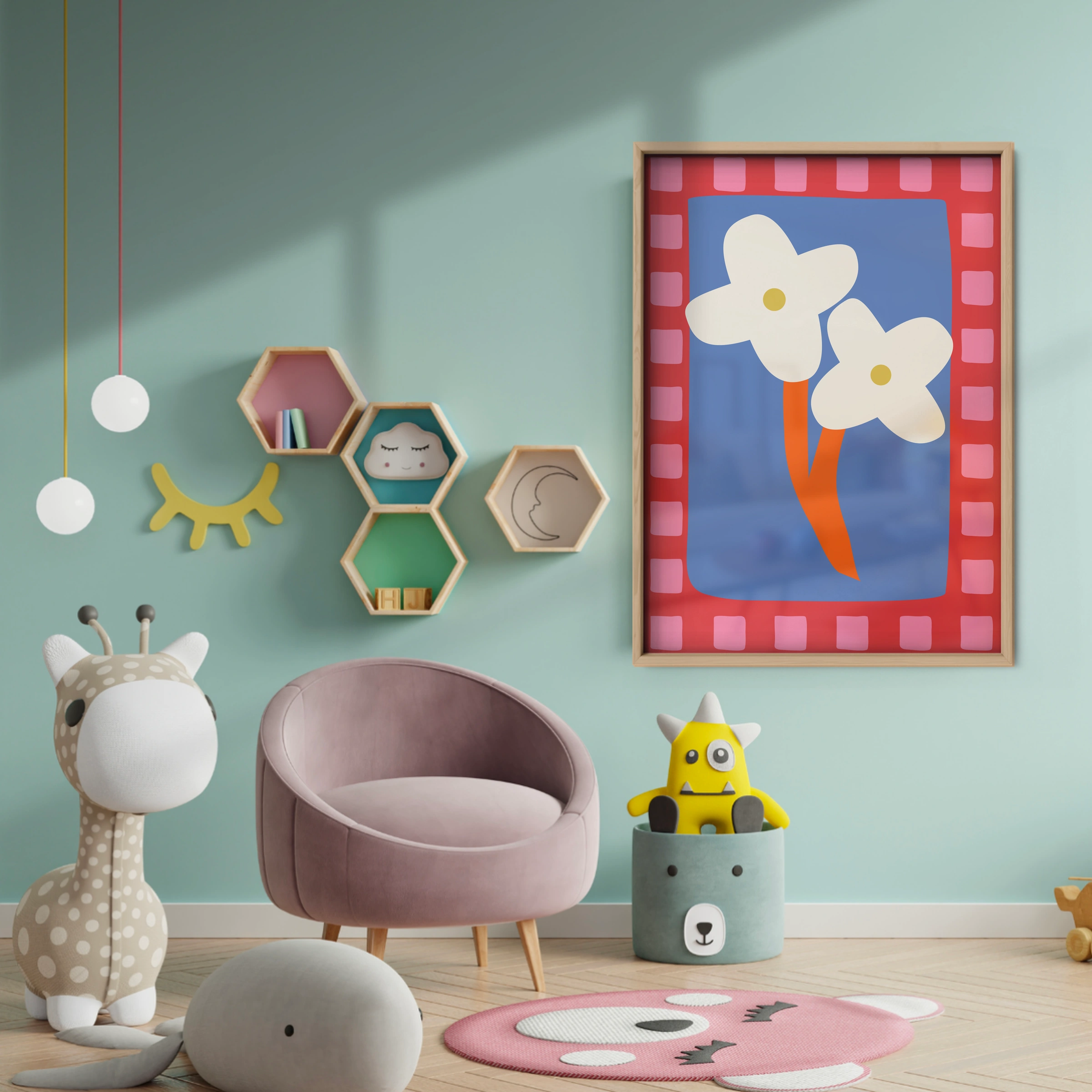 Bold Blooms Nursery Print - baby room wall decor print