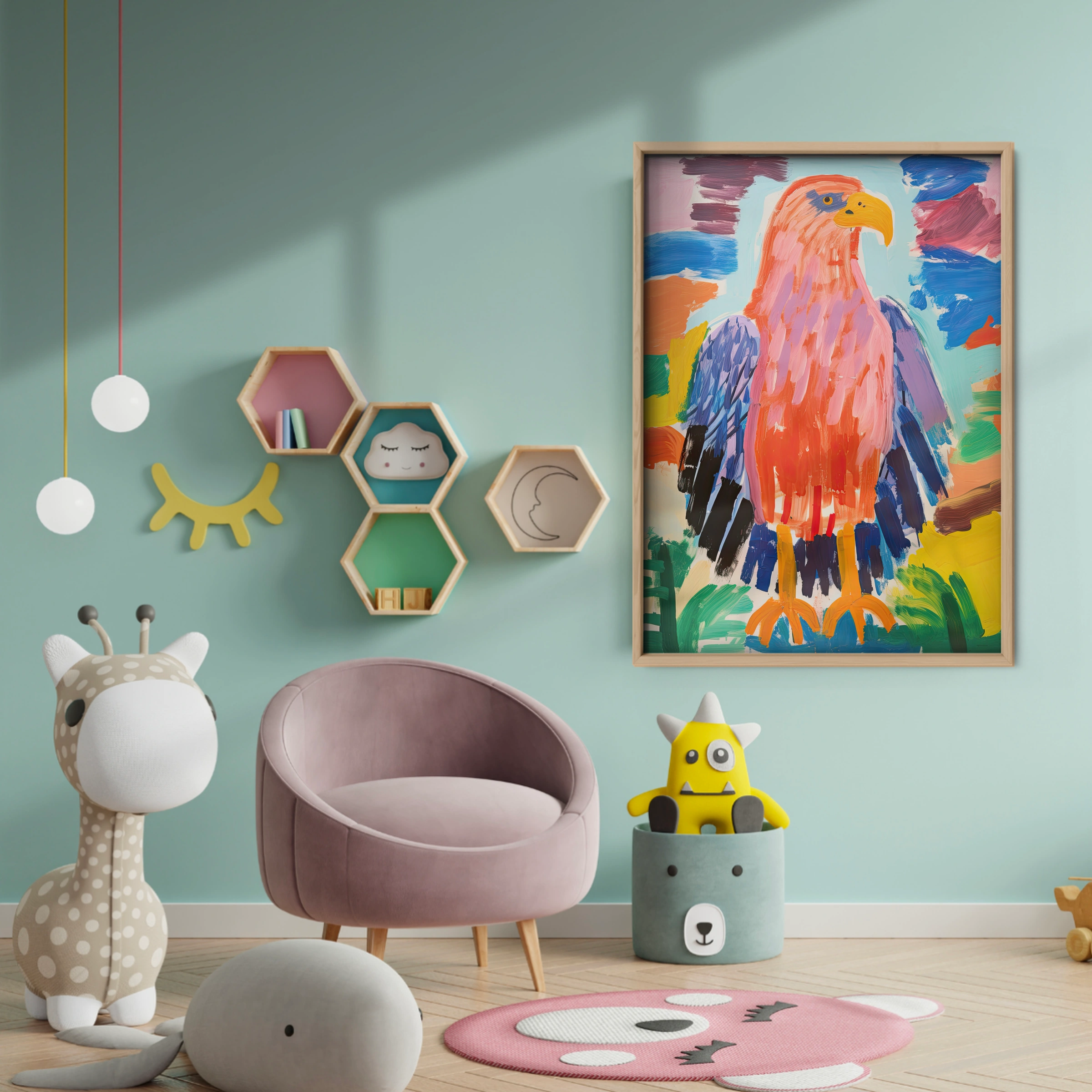 Bold Eagle Nursery Print - baby room wall decor print