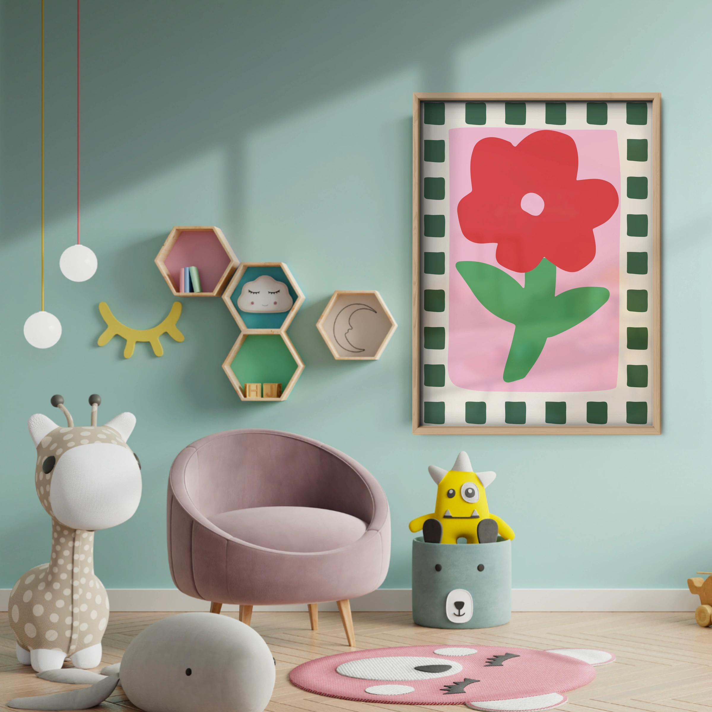 Bold Flower Nursery Print - baby room wall decor print