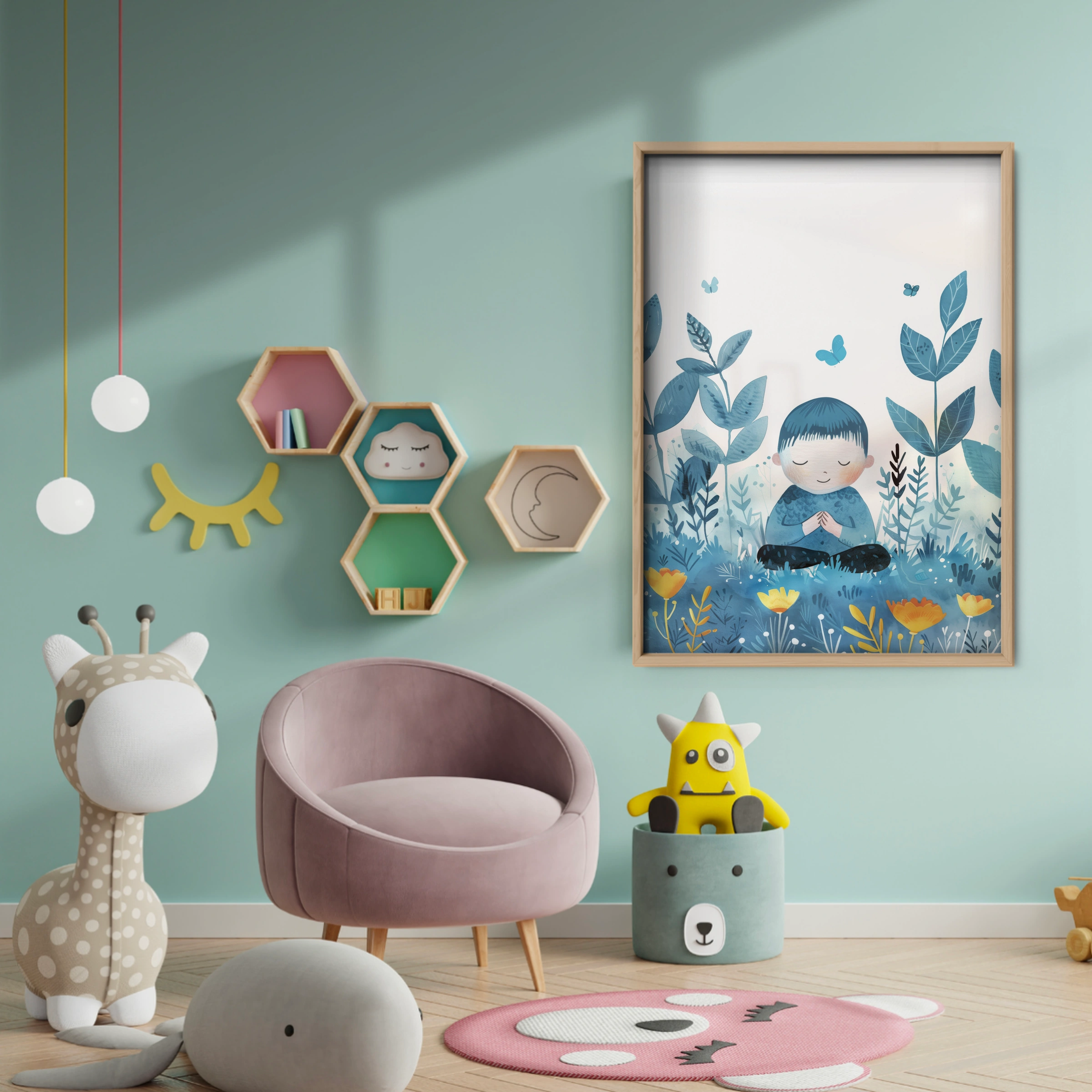 Boy in the Garden Nursery Print - baby room wall decor print