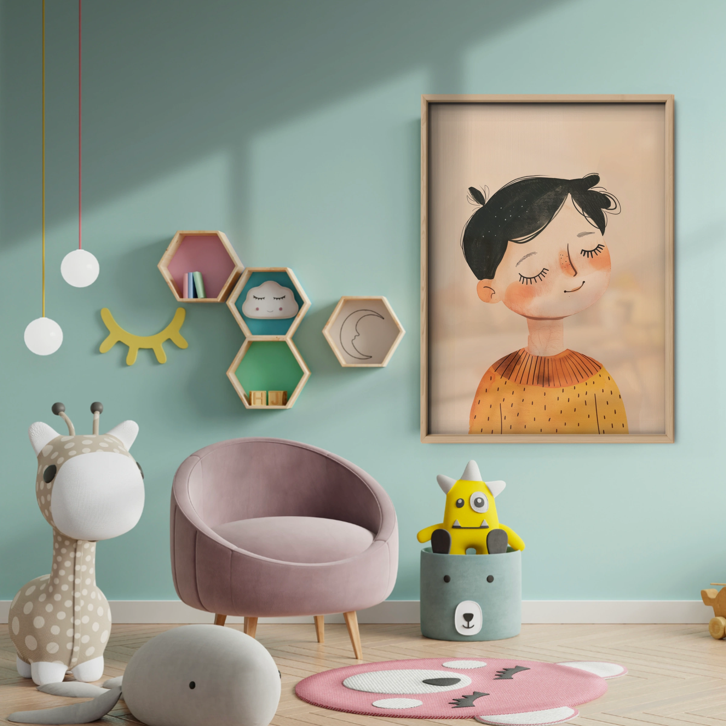 Boy Portrait Nursery Print - baby room wall decor print