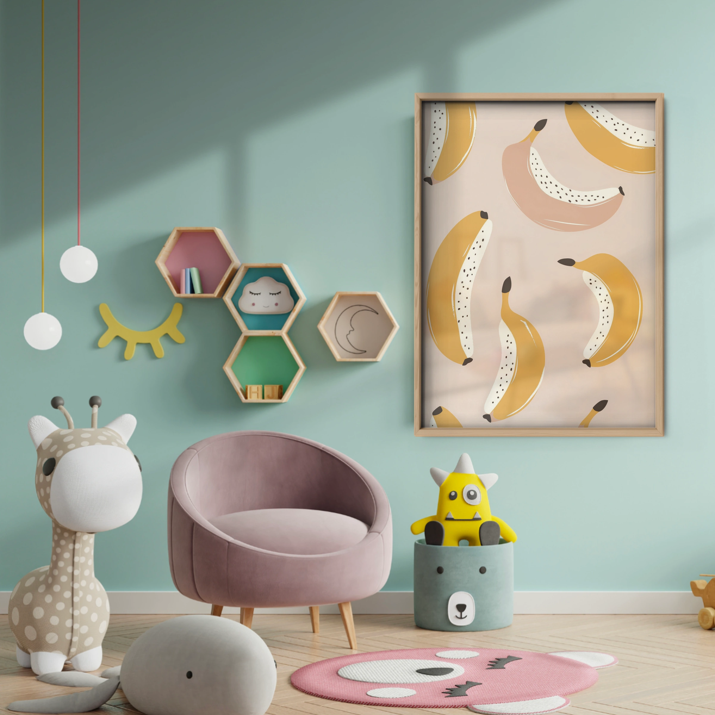 Bunch of Bananas Nursery Print - baby room wall decor print