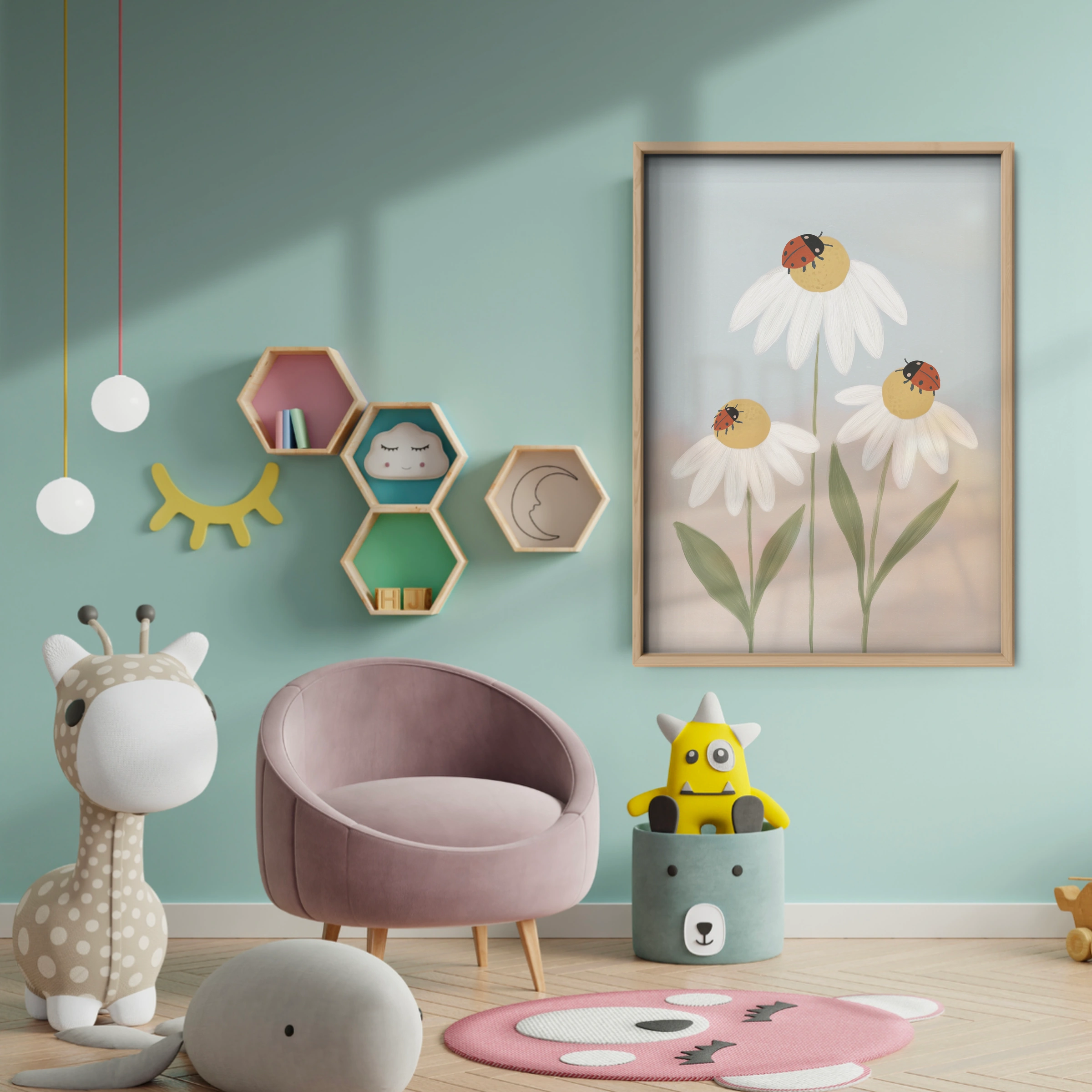 Bunch of Daisies Nursery Print - baby room wall decor print