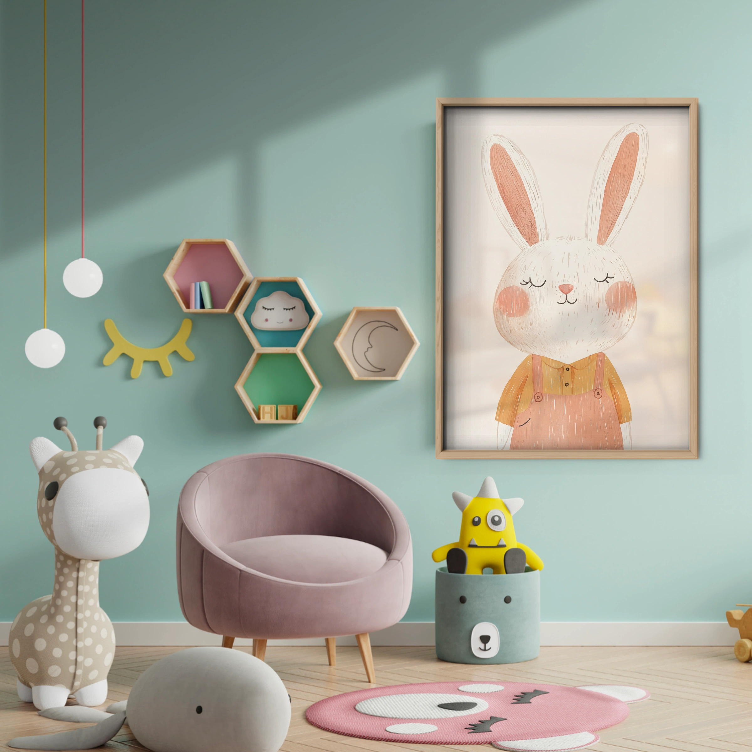 Bunny in a Dress Nursery Print - baby room wall decor print